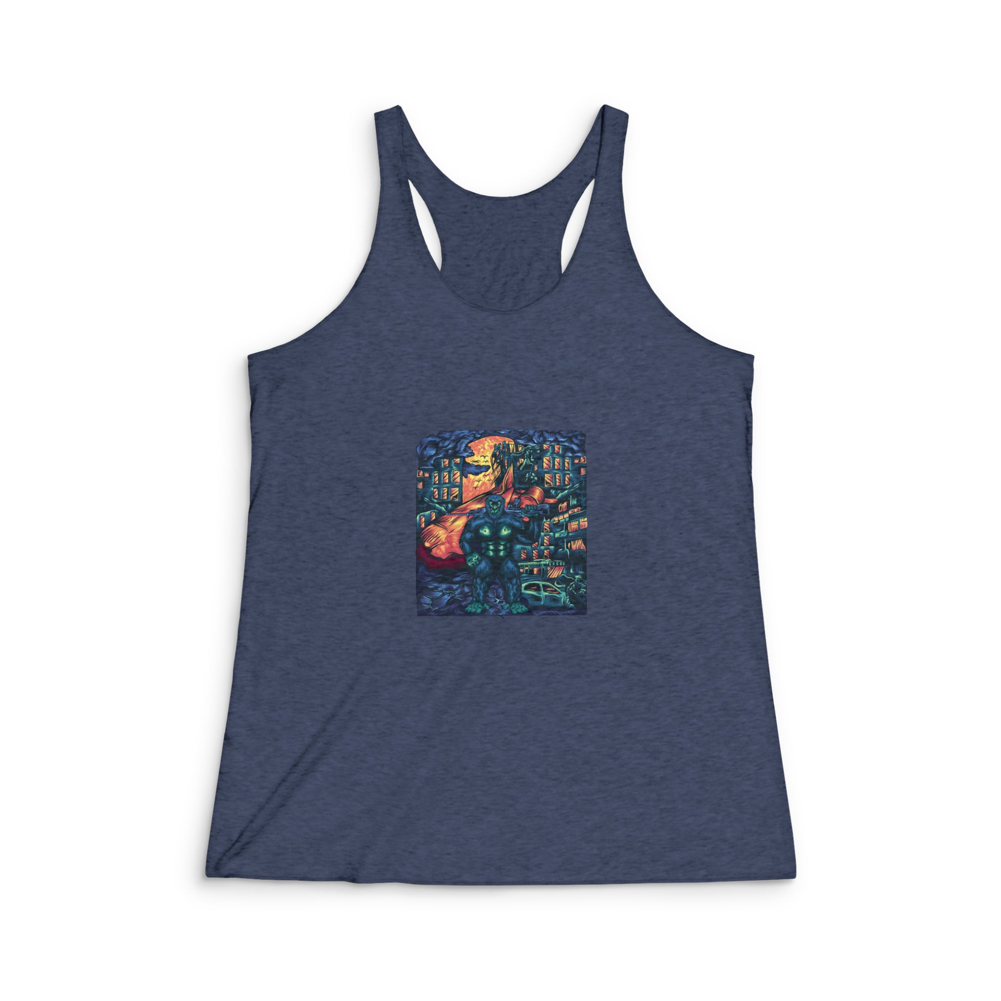 King Kong Poster Logo Womens Tri Blend Racerback Tank - Image 3