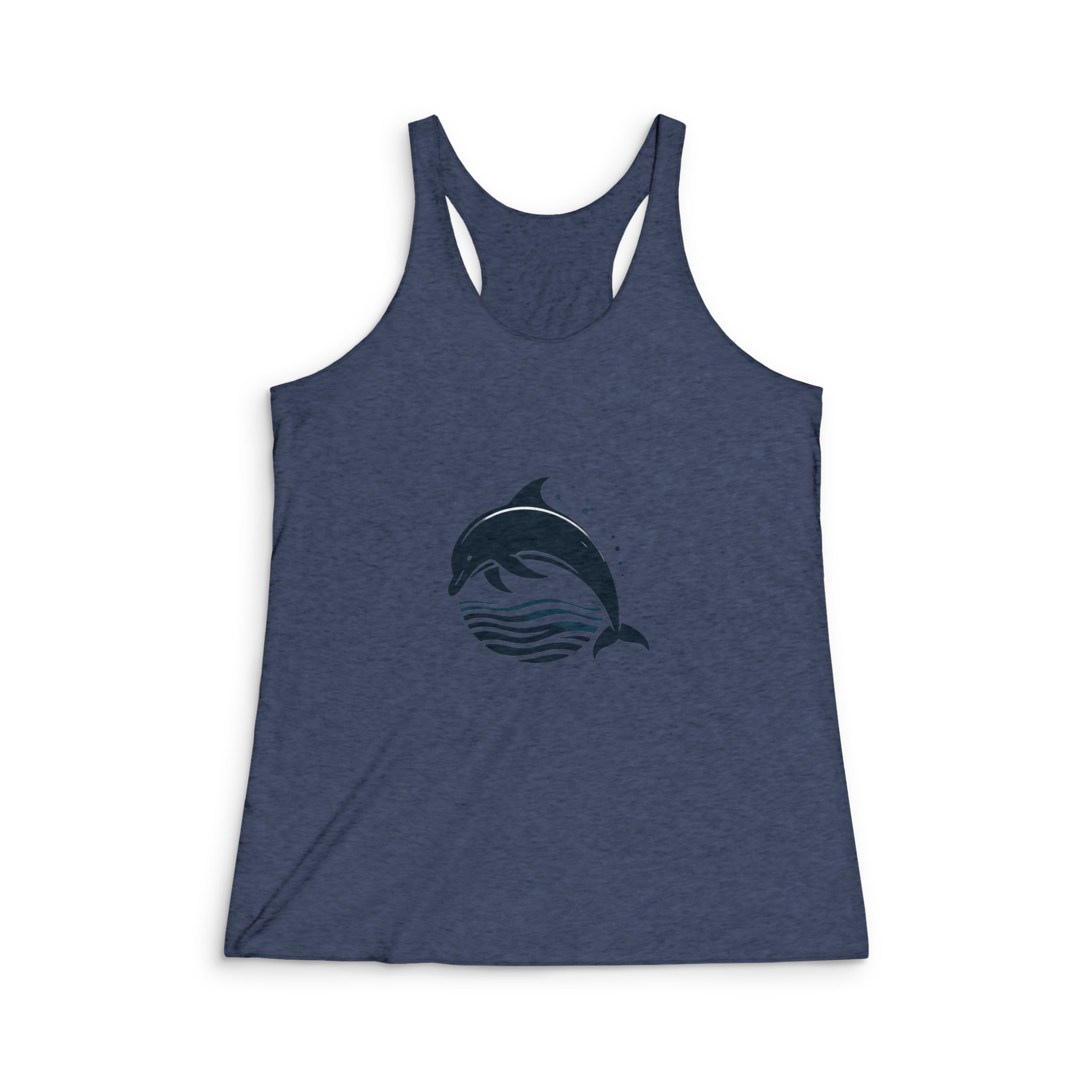 Dolphin That Is Water With Bubbles Womens Tri Blend Racerback Tank - Image 3