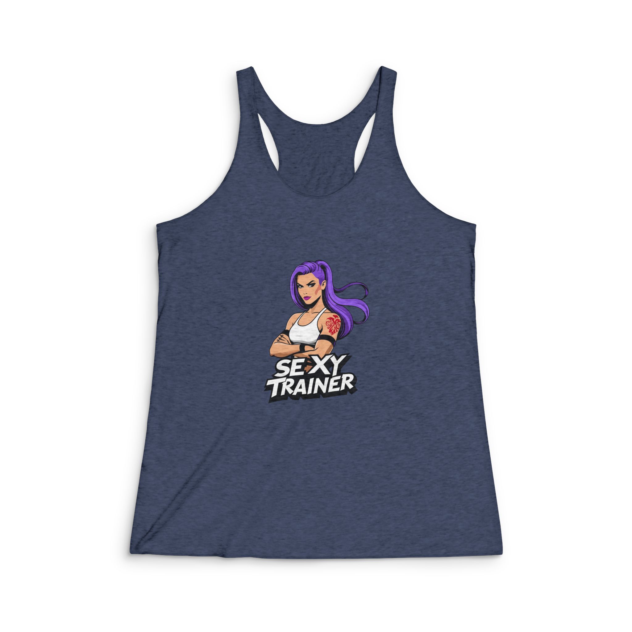 Empowering Fitness Logo Design Featuring Strong Female Athlete Womens Tri Blend Racerback Tank - Image 3