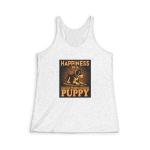 Happiness Is Warm Puppy Womens Tri Blend Racerback Tank