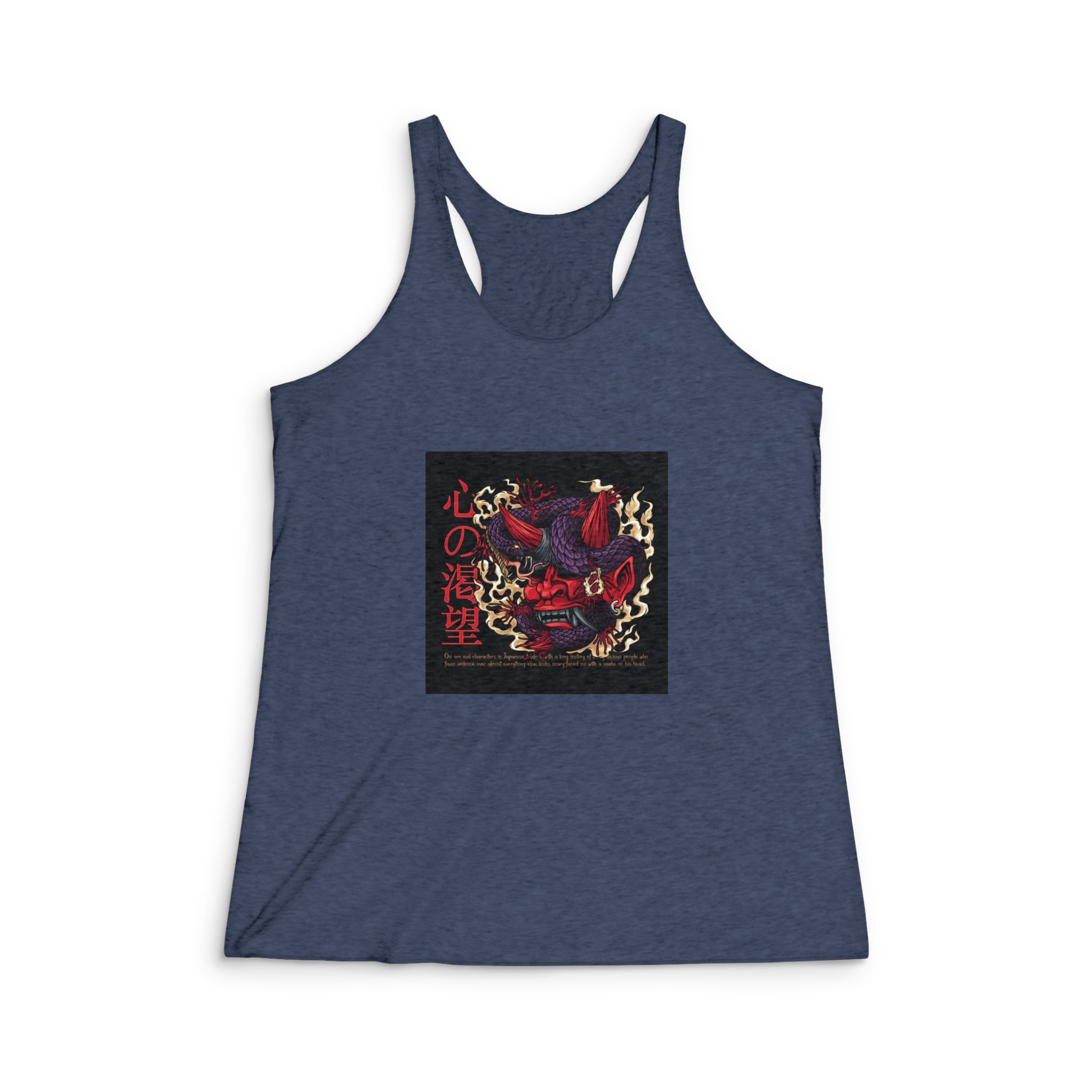 Killer Viper Demon Oni With Text Illustration Womens Tri Blend Racerback Tank - Image 3