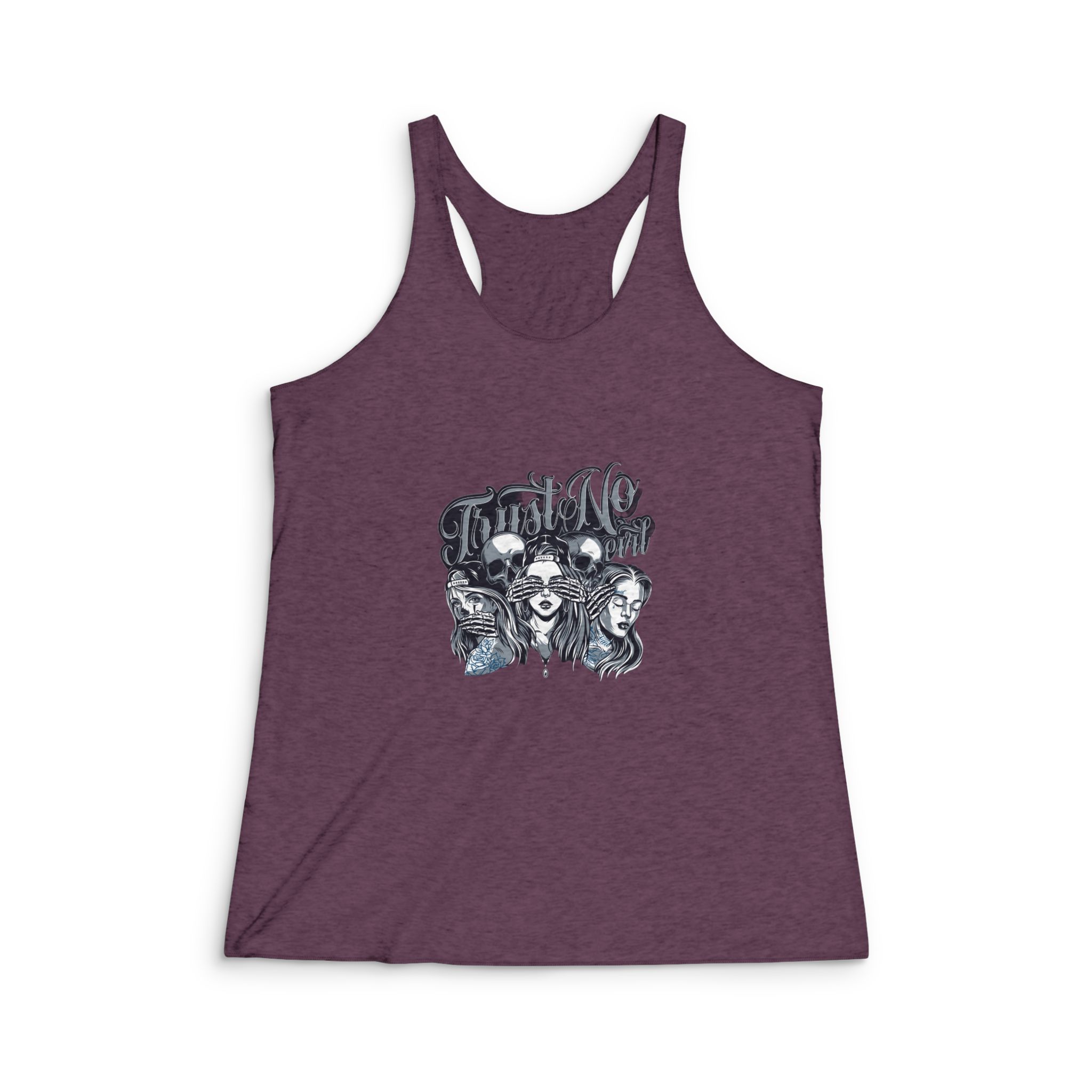 Chicano Style Three Mystic Apes Womens Tri Blend Racerback Tank - Image 5