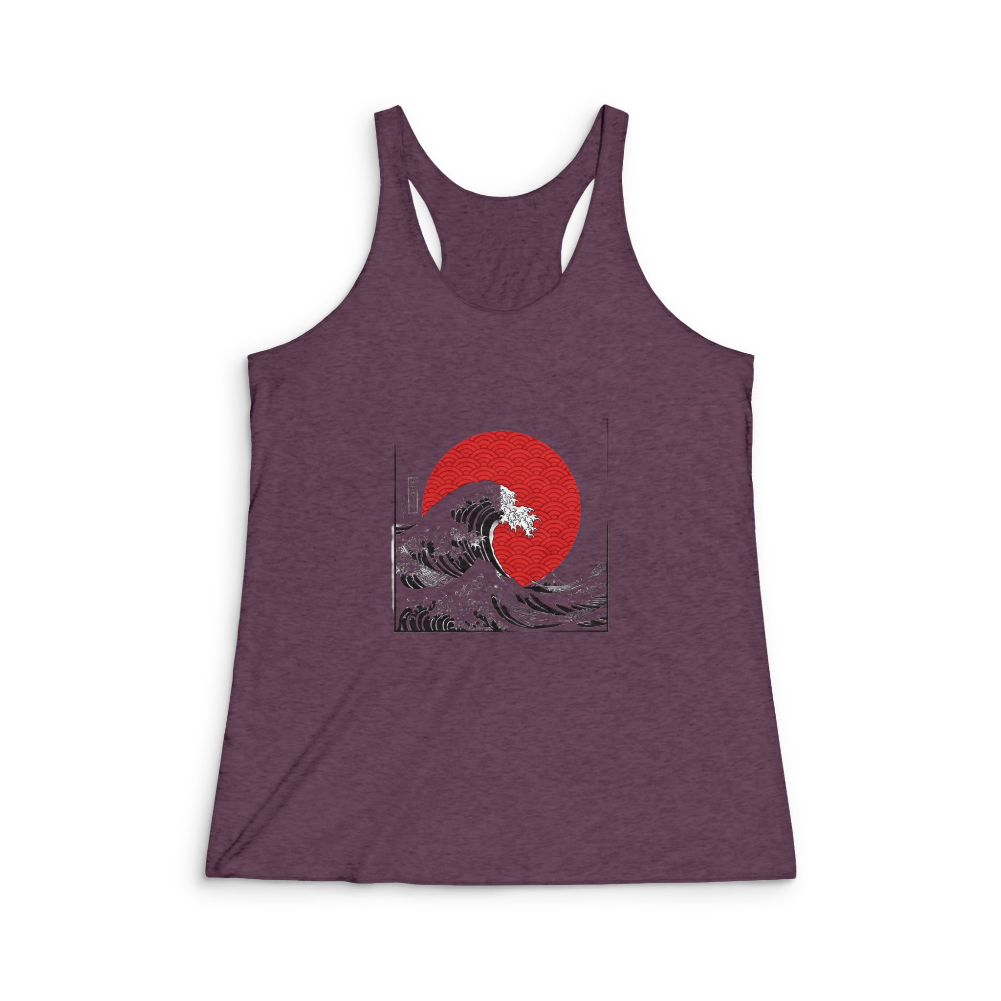 Japanesse Wave Design Womens Tri Blend Racerback Tank - Image 5