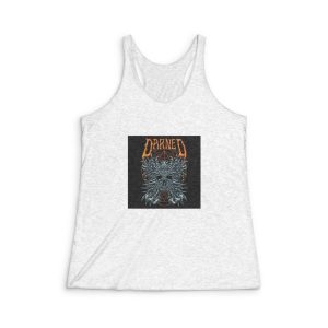 Horned Skull With Text Illustration Womens Tri Blend Racerback Tank