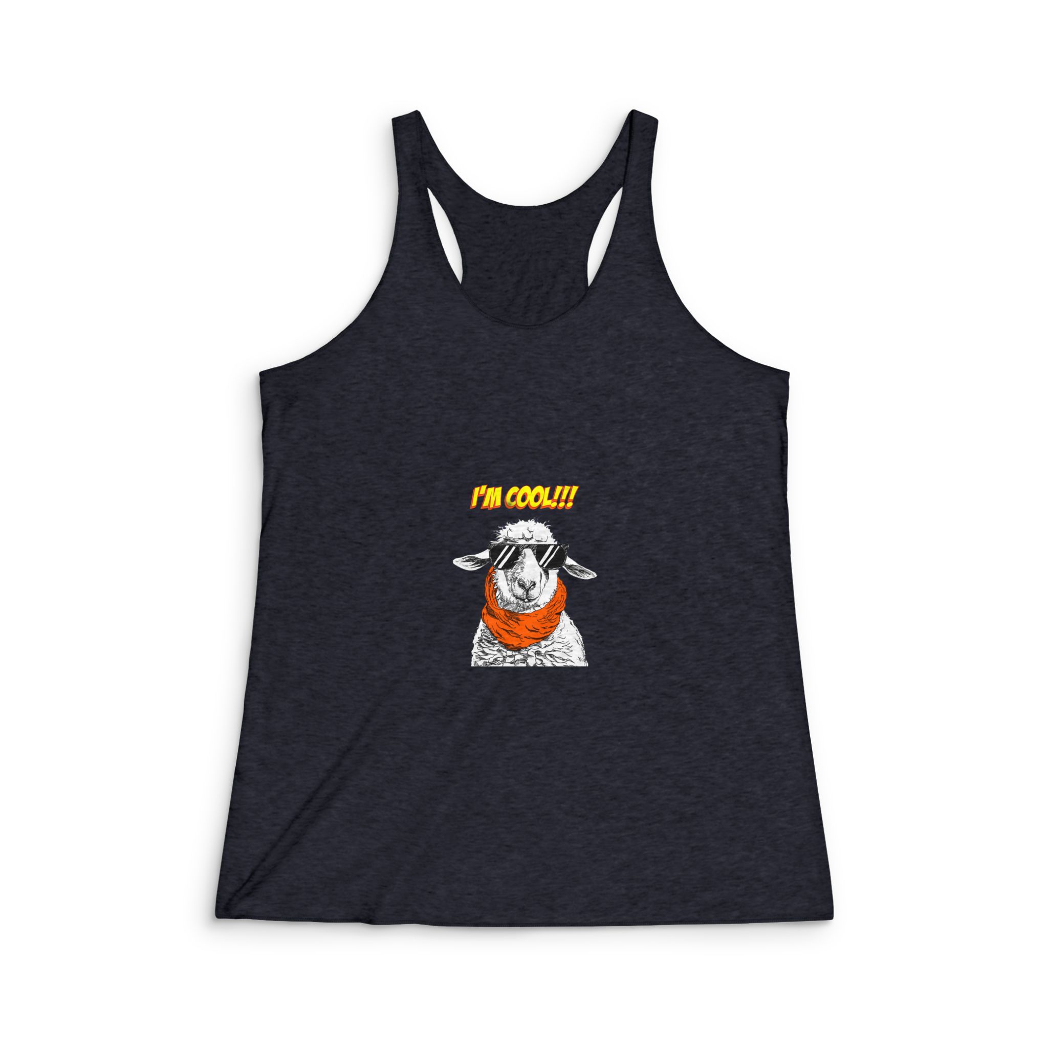 I M Cool Sheep Abstarct Cartoon Womens Tri Blend Racerback Tank - Image 2