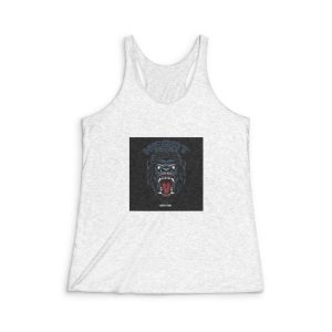 Gorilla Head Mascot With Text Illustration Womens Tri Blend Racerback Tank