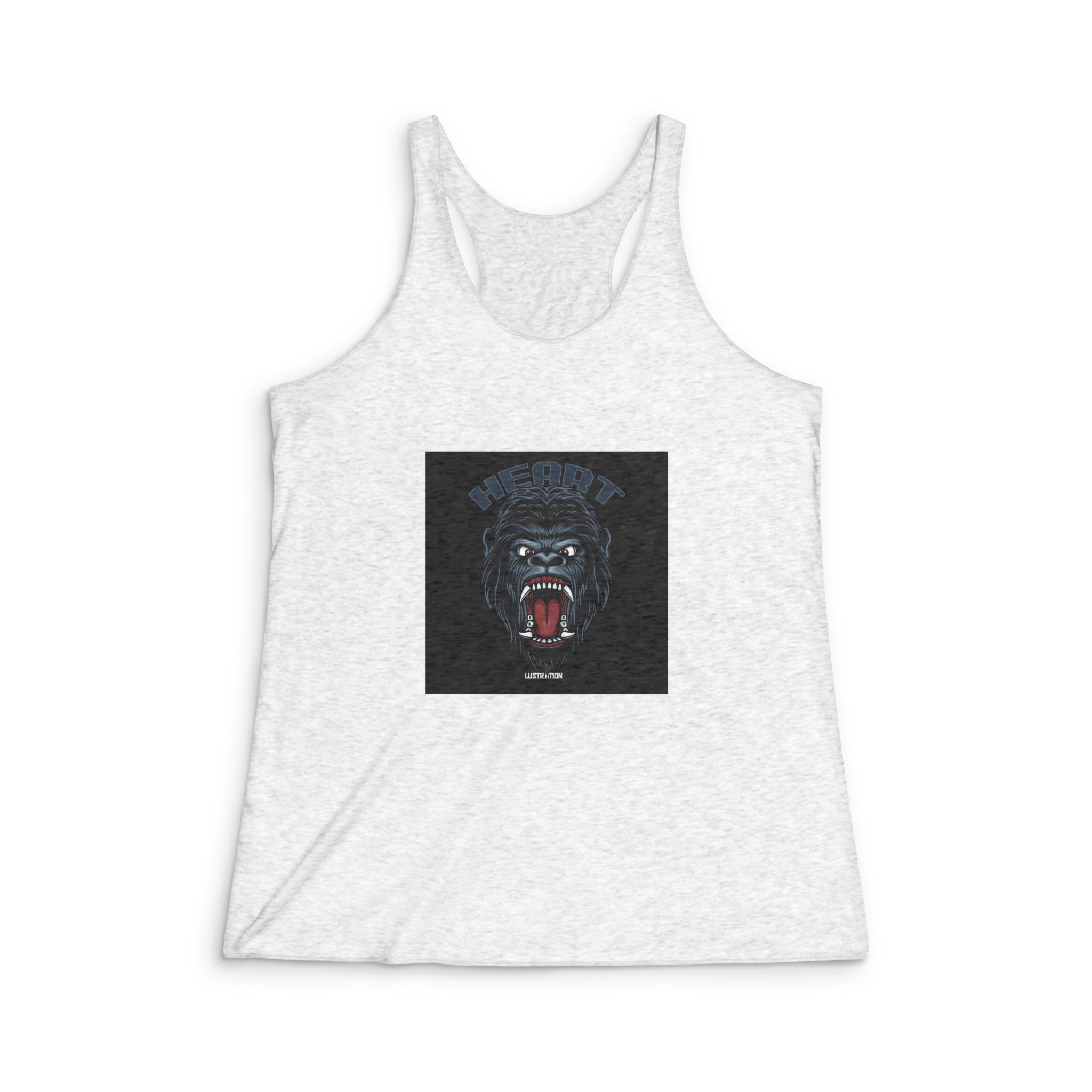 Gorilla Head Mascot With Text Illustration Womens Tri Blend Racerback Tank