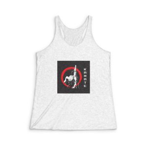Karate Fighter Movement Technique Silhouette With Abstract Wind Effect Womens Tri Blend Racerback Tank