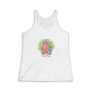Cute Rabbit Among Decorative Leaves Womens Tri Blend Racerback Tank