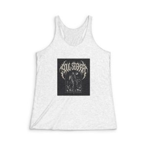 Guardian Nightmares Death Metal Design Skeleton Ghost Riding Ghost Horse Tshirt Metal (1) Womens Tri Blend Racerback Tank