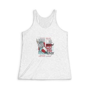 Hand Drawn Cool Dinosaur Womens Tri Blend Racerback Tank