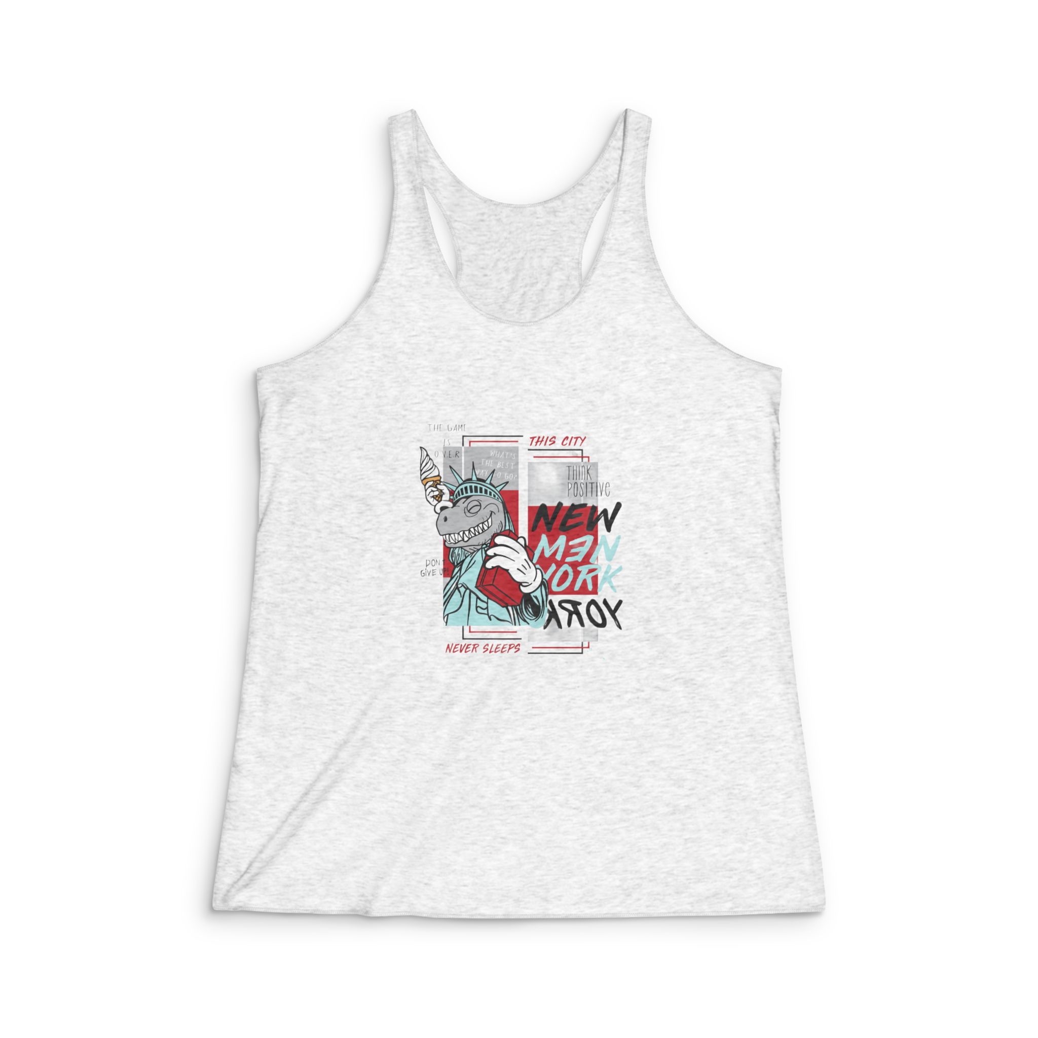Hand Drawn Cool Dinosaur Womens Tri Blend Racerback Tank