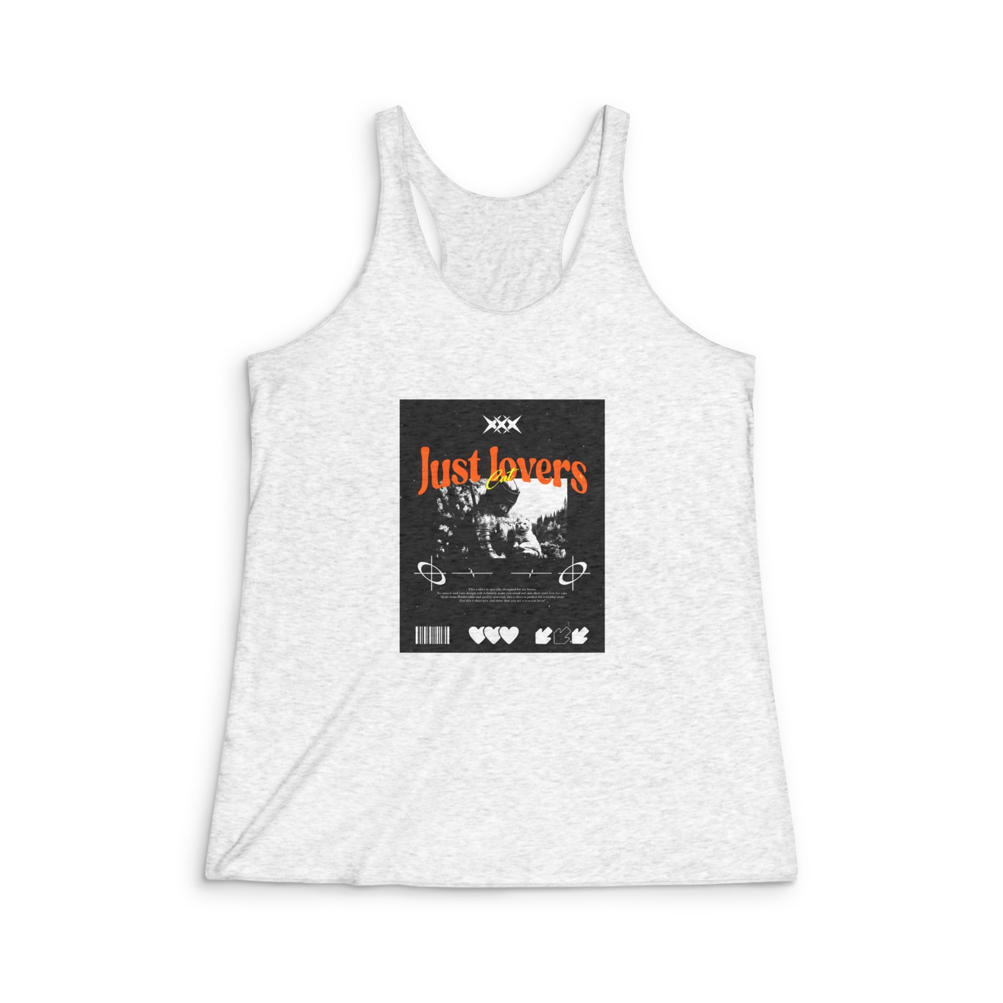 Just Lovers Cat Tshirt Design Womens Tri Blend Racerback Tank
