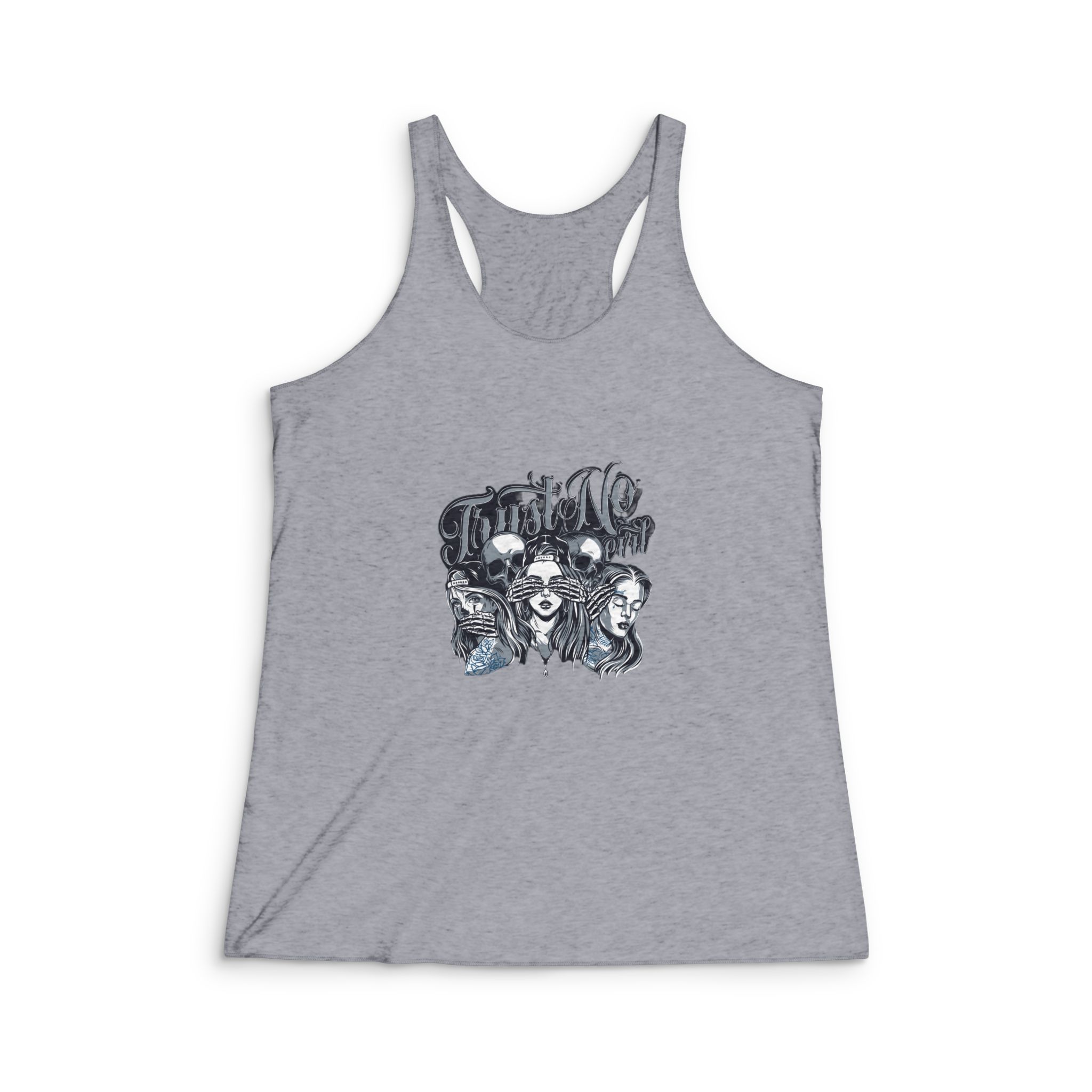 Chicano Style Three Mystic Apes Womens Tri Blend Racerback Tank - Image 4
