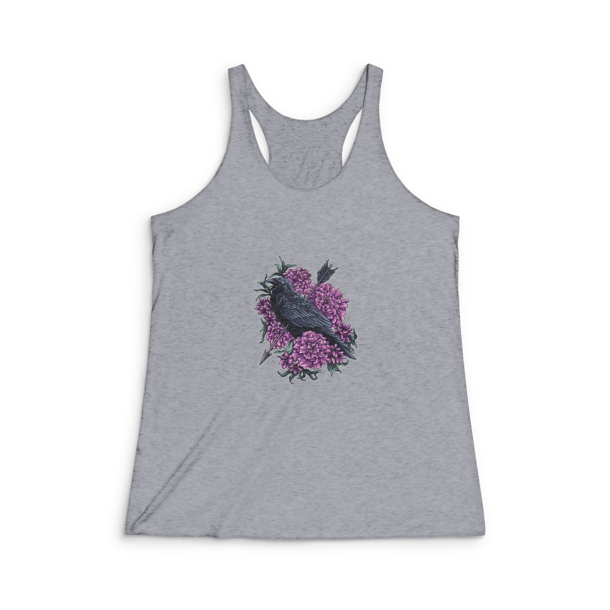 Grace Raven Illustration Womens Tri Blend Racerback Tank - Image 4