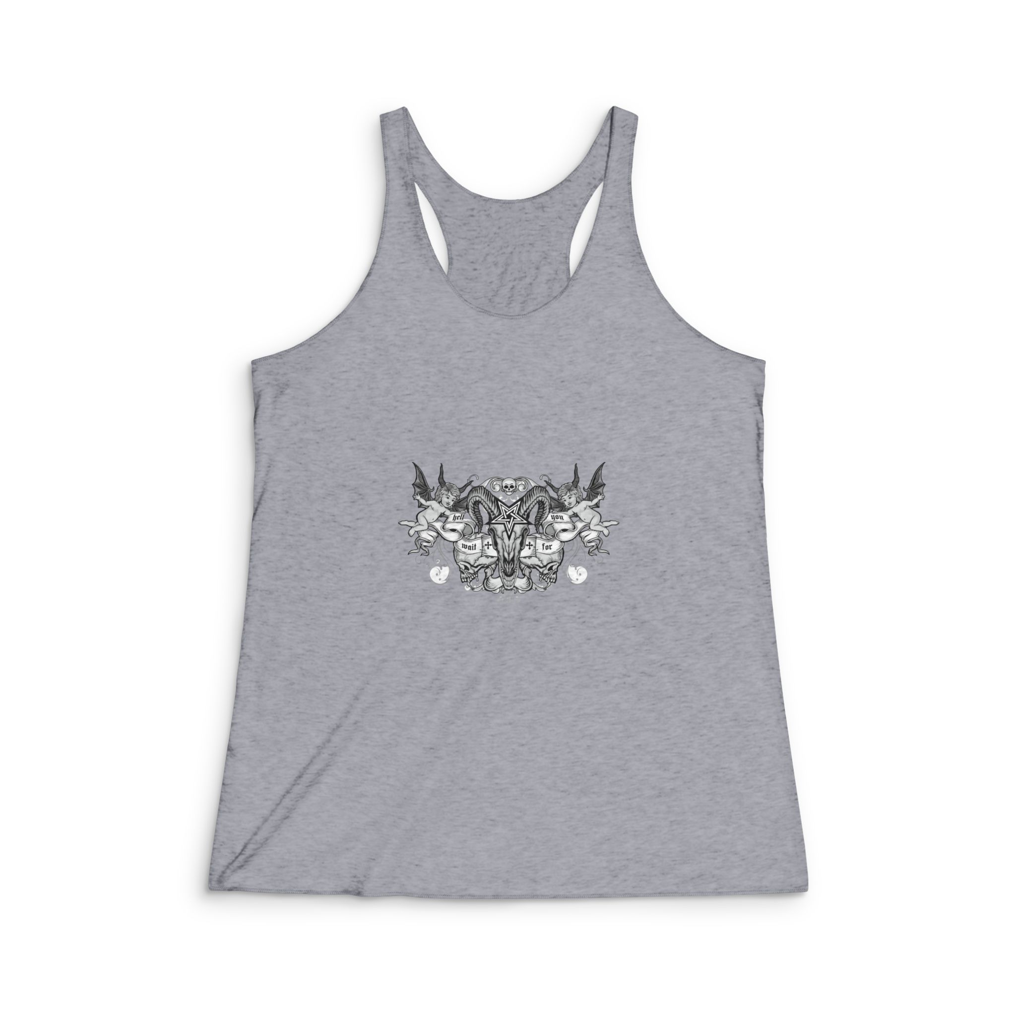 Gothic Sign With Skull Grunge Vintage Design T Shirts (36) Womens Tri Blend Racerback Tank - Image 4
