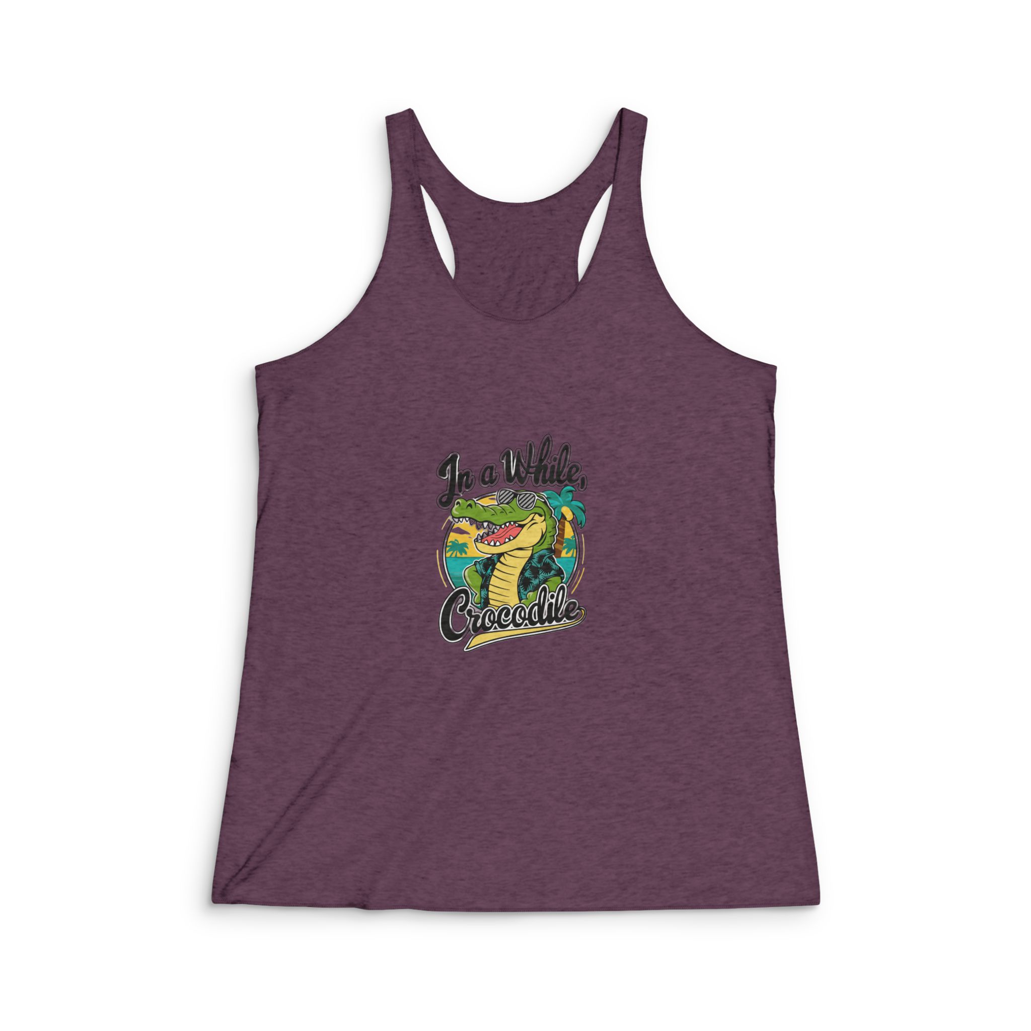 In A While Crocodile Copia 2 Womens Tri Blend Racerback Tank - Image 5
