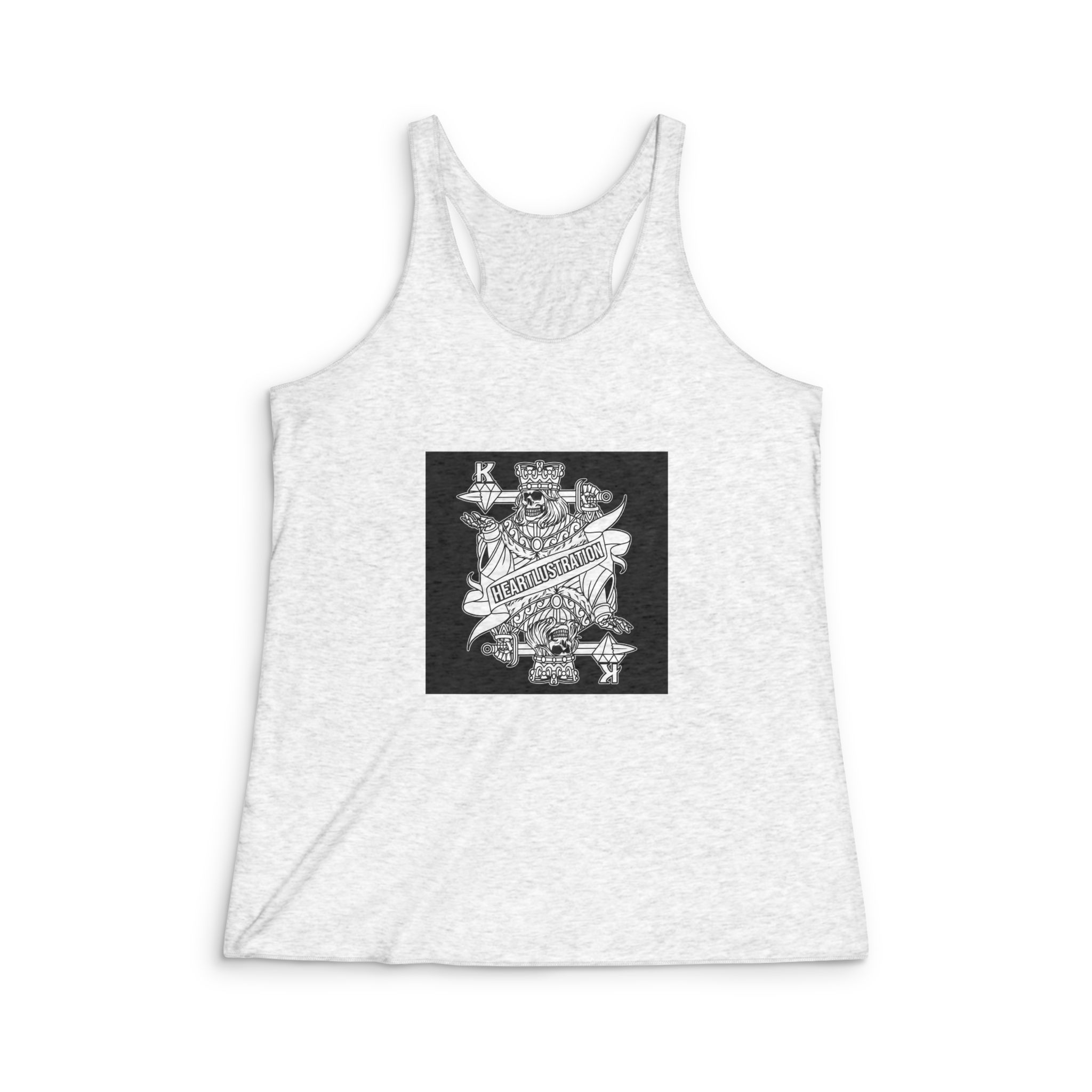 King Card Black White Illustration Womens Tri Blend Racerback Tank