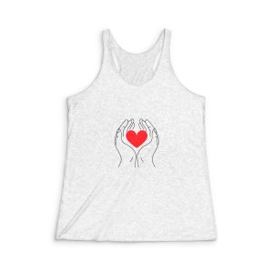 Hands Supporting Heart Womens Tri Blend Racerback Tank