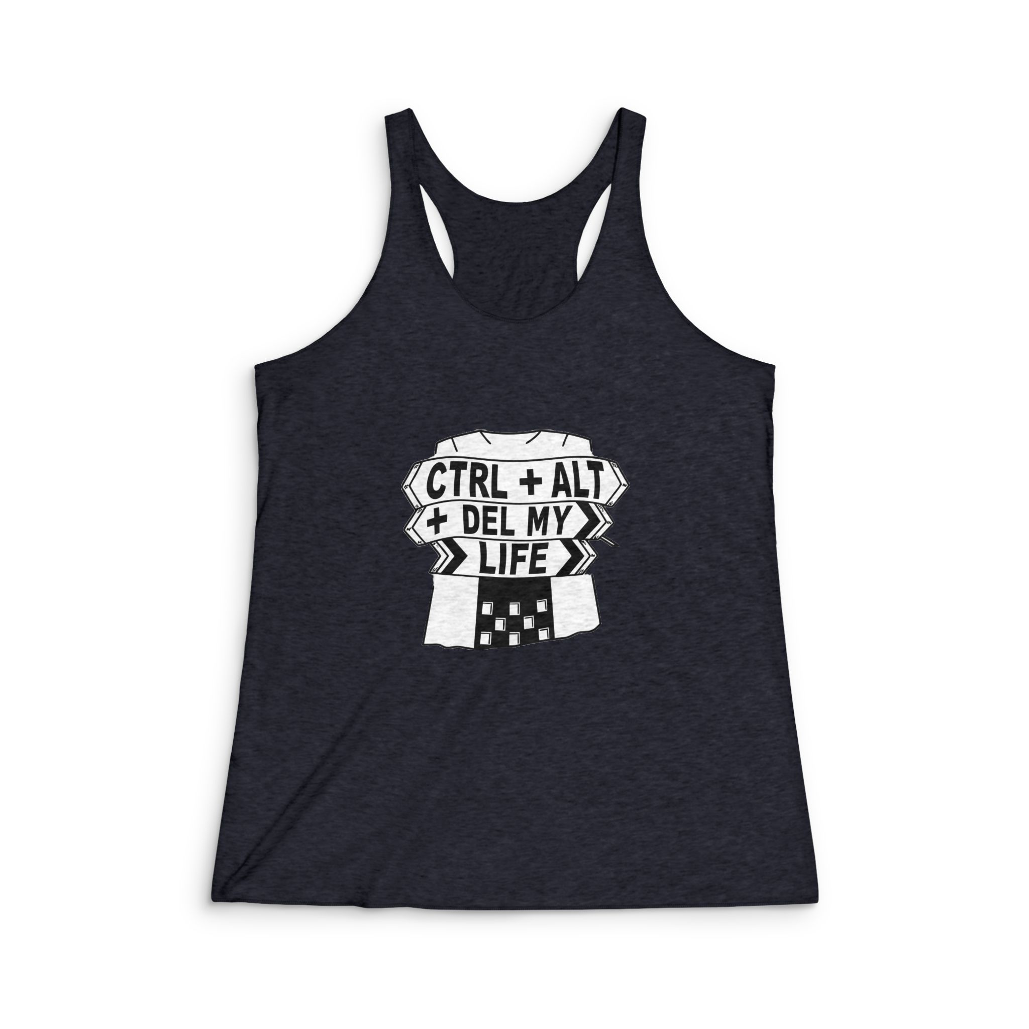 Ctrl + Alt + Del My Life Womens Tri Blend Racerback Tank - Image 2