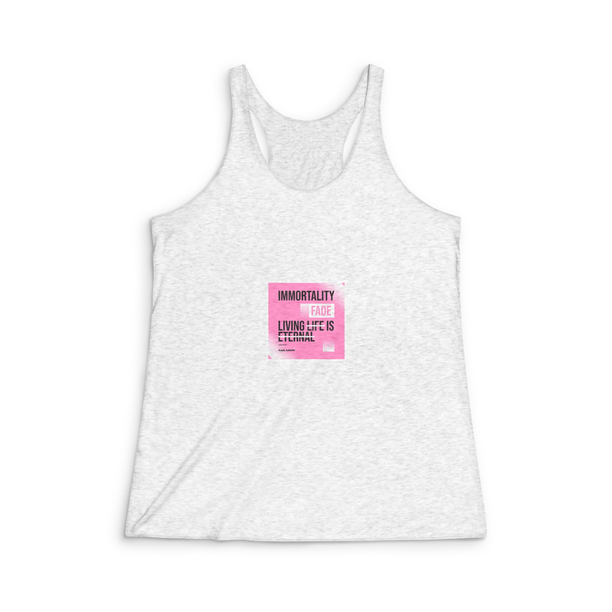 Immortality Fade Slogan Simple Vintage Fashion Womens Tri Blend Racerback Tank