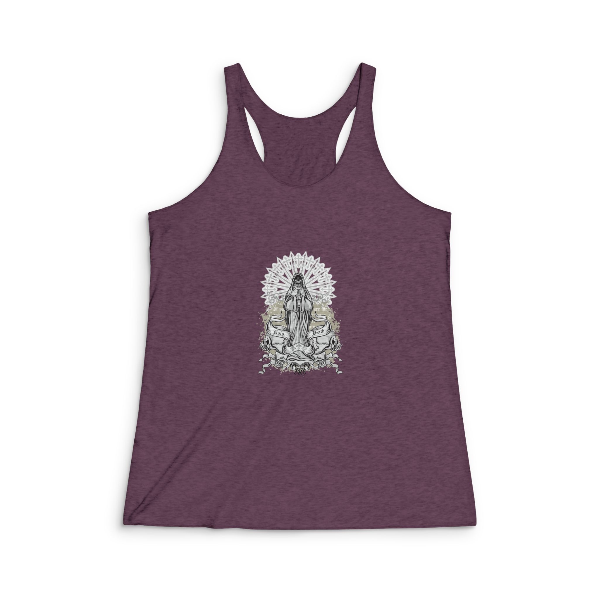 Gothic Sign With Skull Grunge Vintage Design T Shirts (38) Womens Tri Blend Racerback Tank - Image 5
