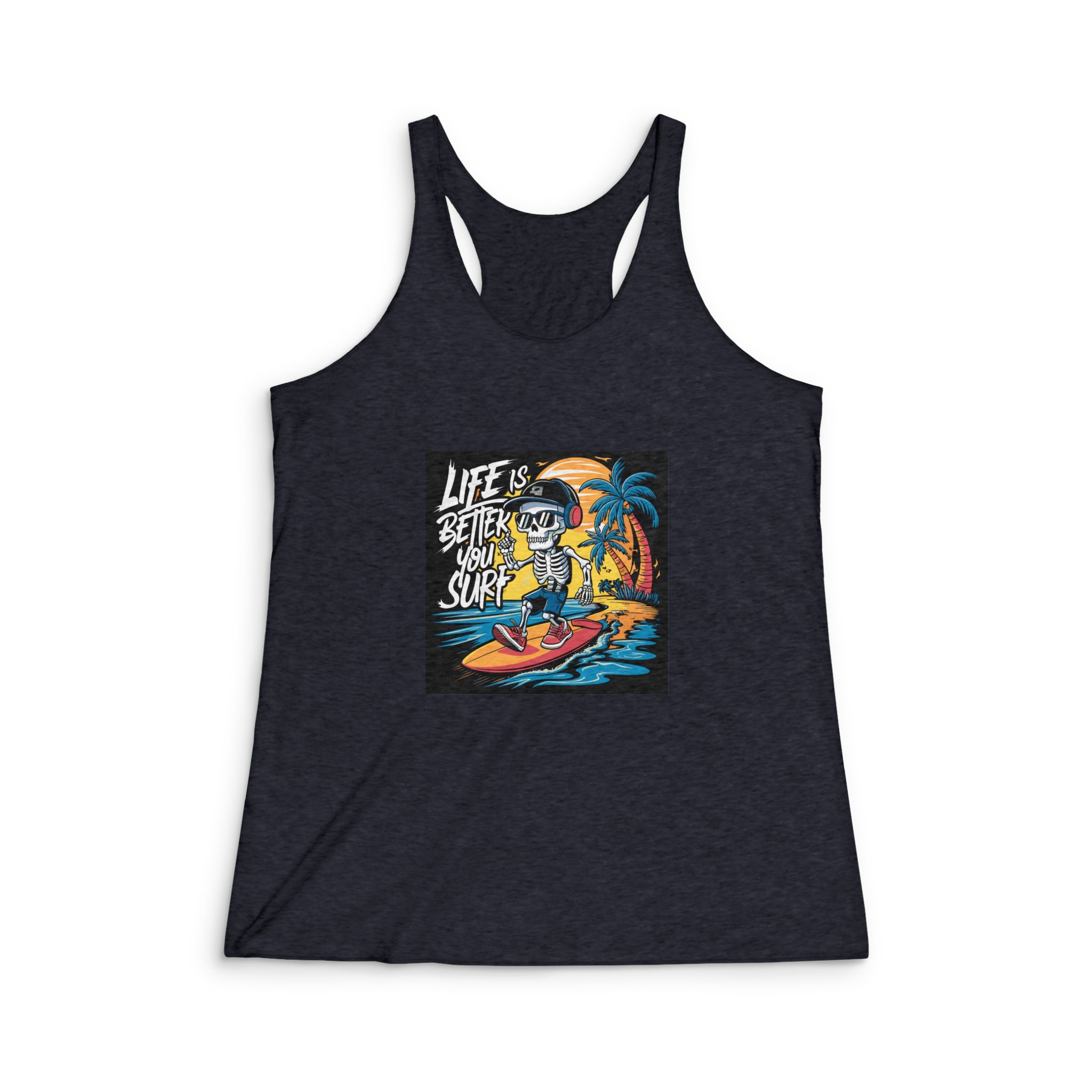 Life Is Better You Surf Womens Tri Blend Racerback Tank - Image 2