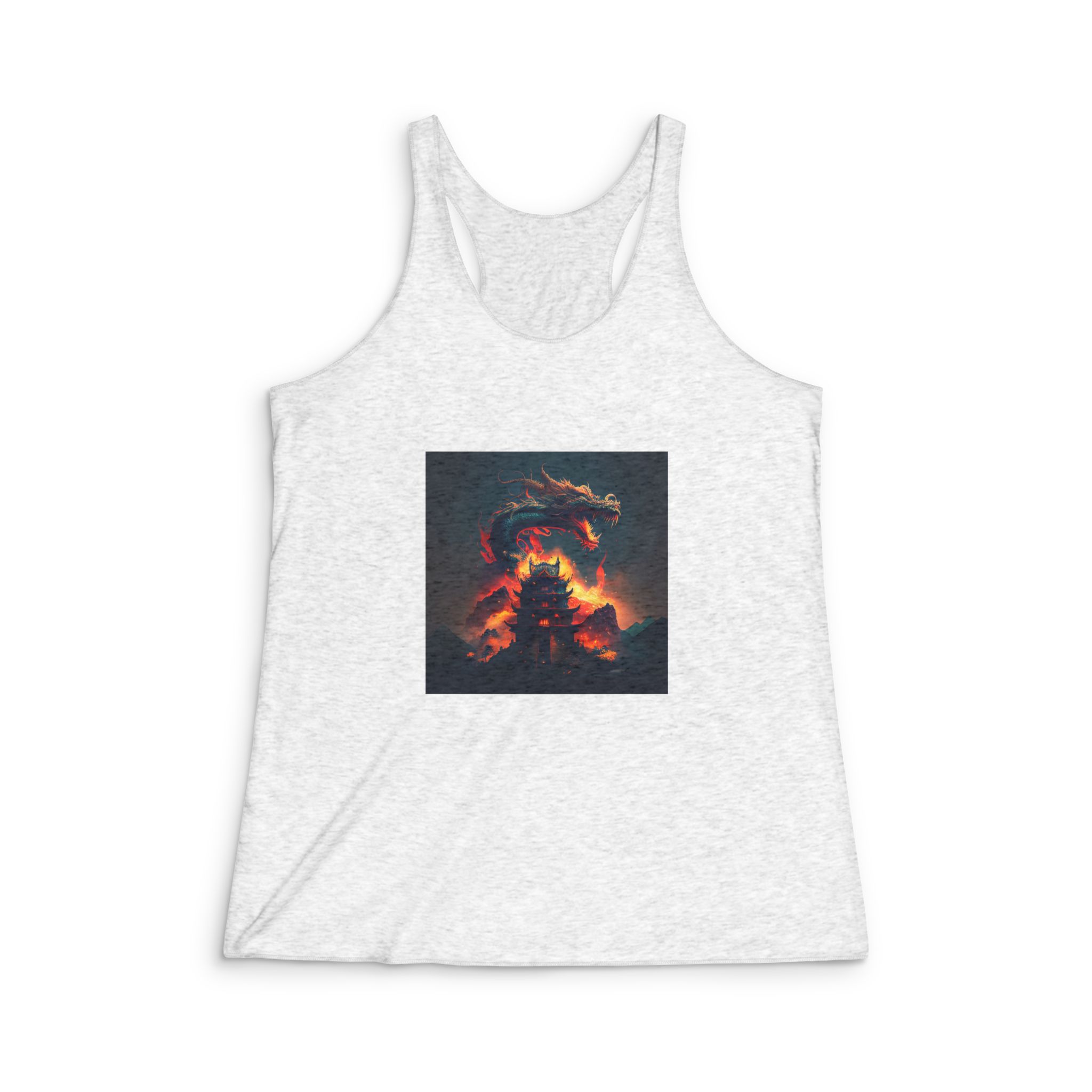 Estilo Arte Avalancha Dragon Largo Volando Generativo Ai Womens Tri Blend Racerback Tank