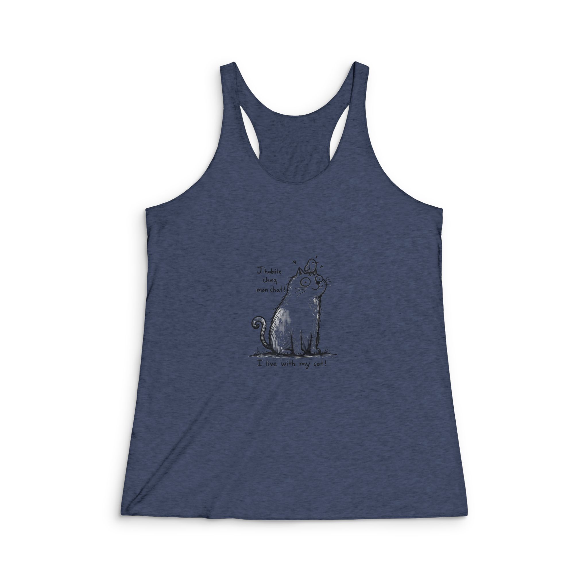 J'habite Chez Mon Chat Copia 2 Womens Tri Blend Racerback Tank - Image 3