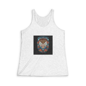 Kitsune With Text Illustration Womens Tri Blend Racerback Tank
