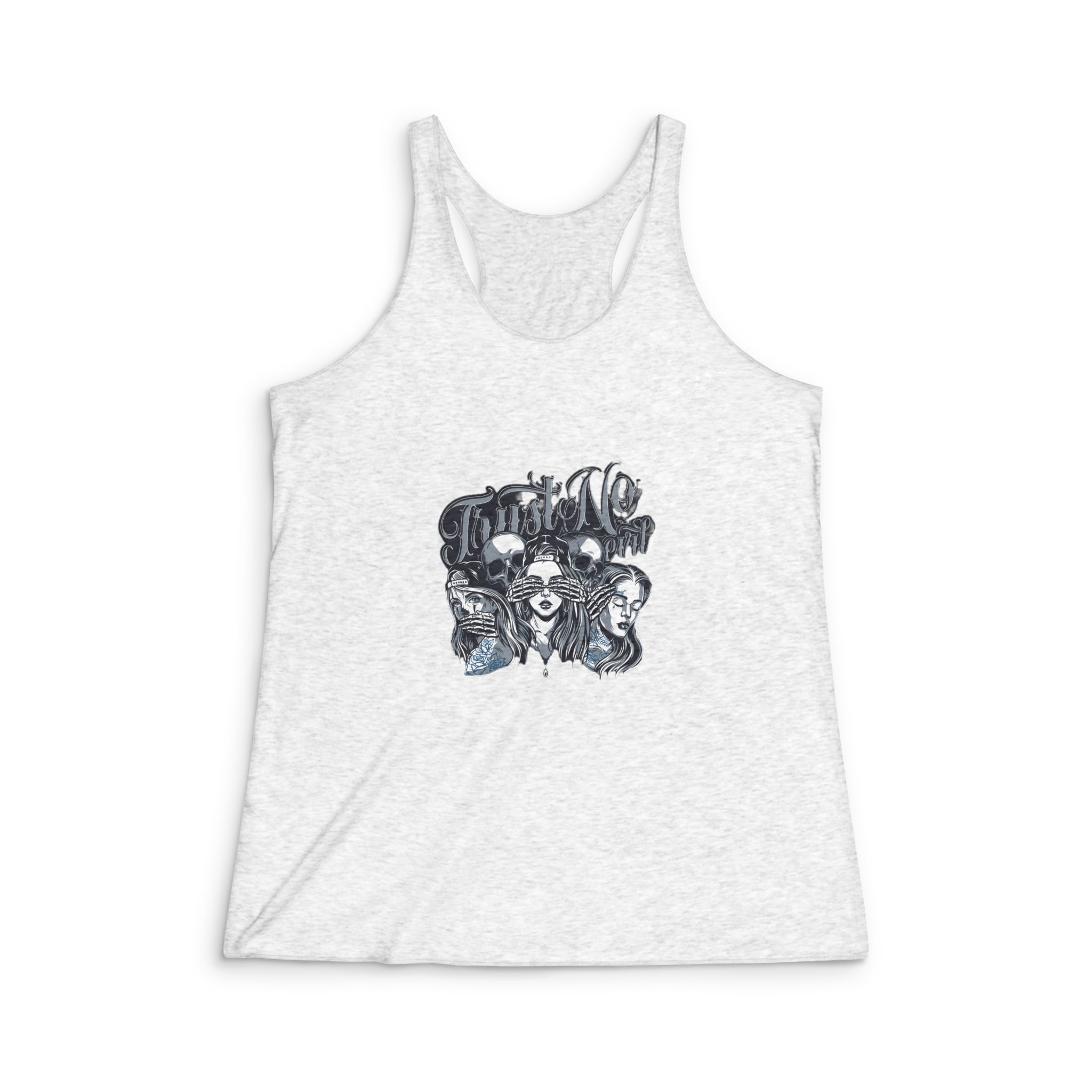 Chicano Style Three Mystic Apes Womens Tri Blend Racerback Tank