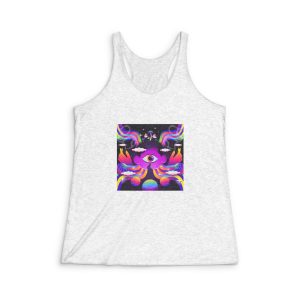 Gradient Psychedelic Illustration Womens Tri Blend Racerback Tank