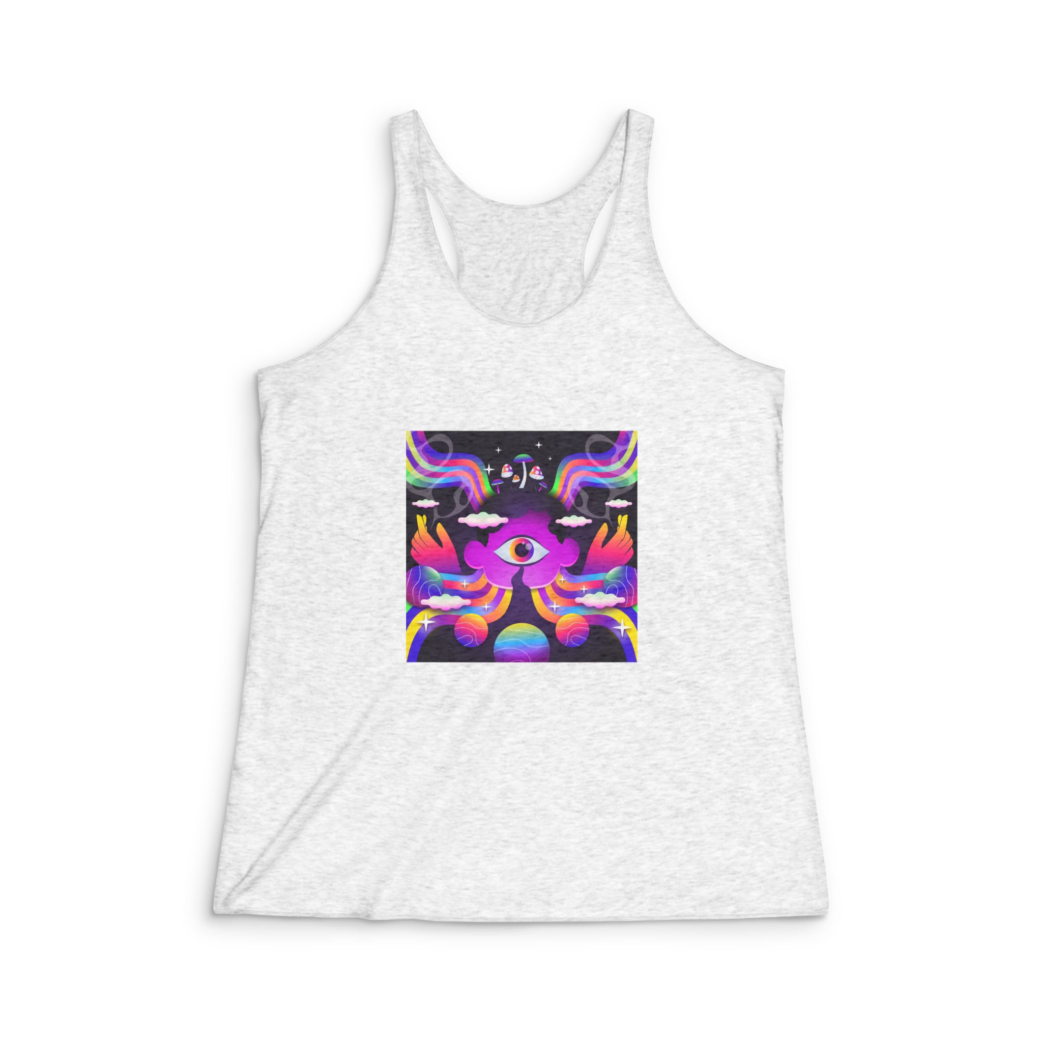 Gradient Psychedelic Illustration Womens Tri Blend Racerback Tank