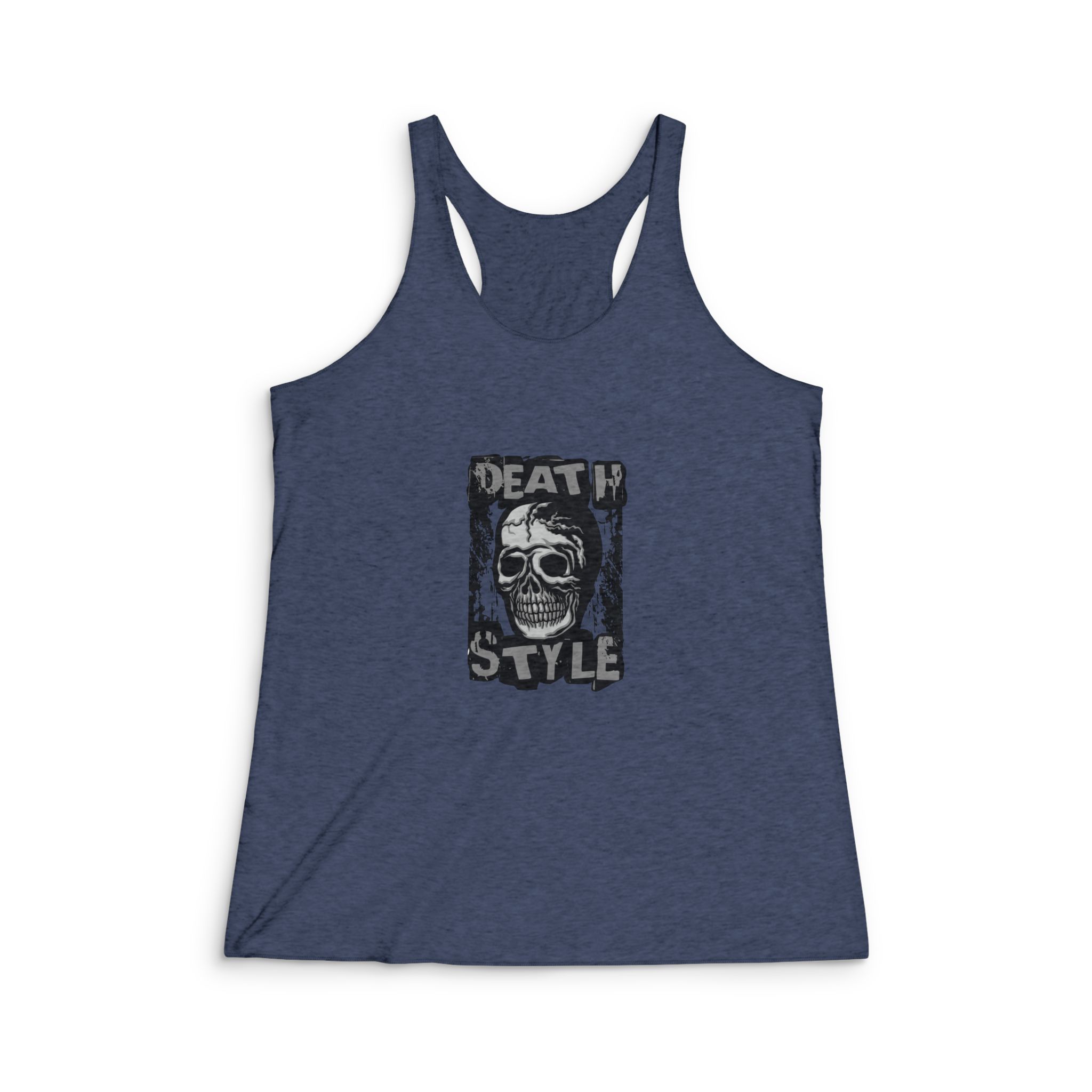 Gothic Sign With Skull Grunge Vintage Design T Shirts (16) Womens Tri Blend Racerback Tank - Image 3