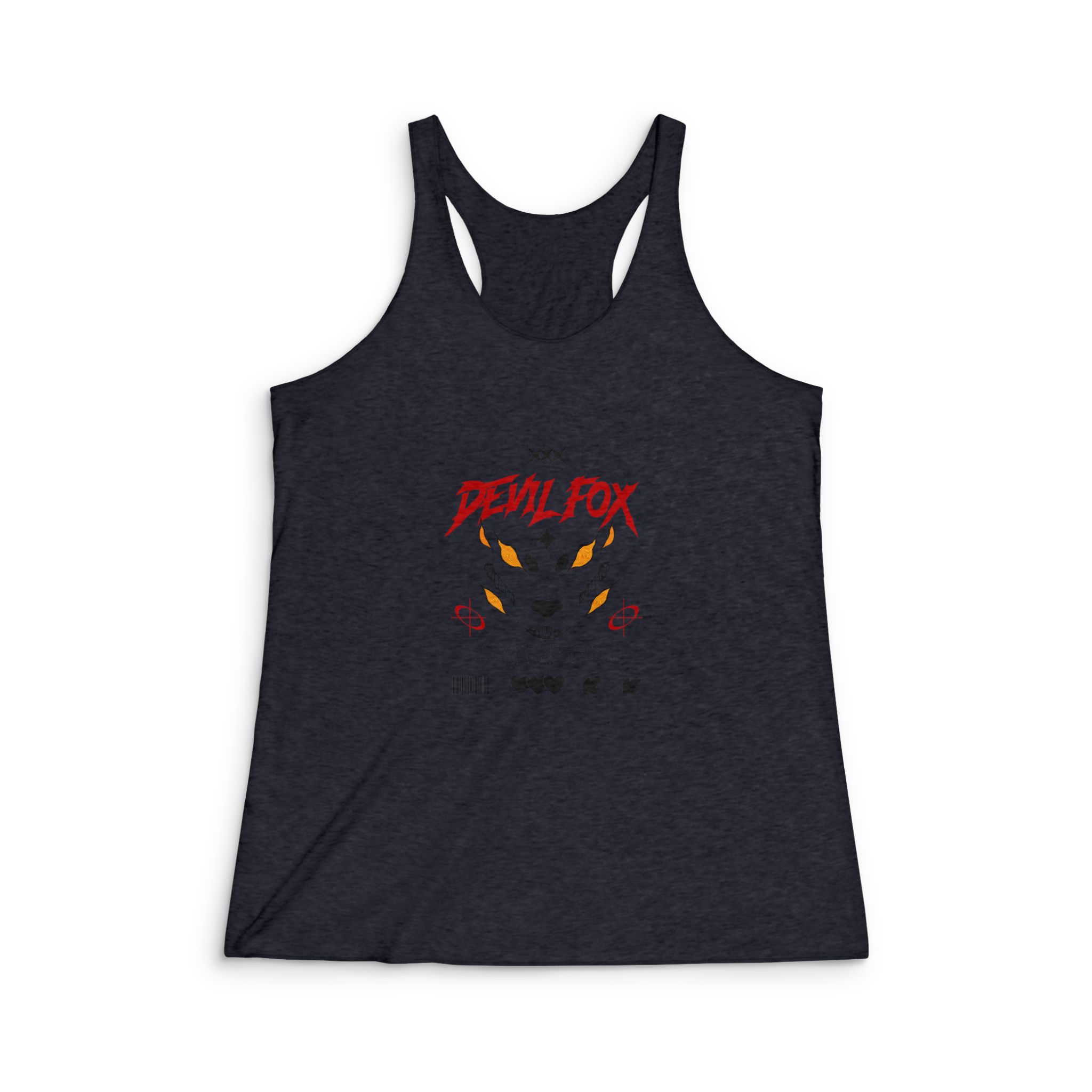 Devil Fox T Shirt Design Womens Tri Blend Racerback Tank - Image 2