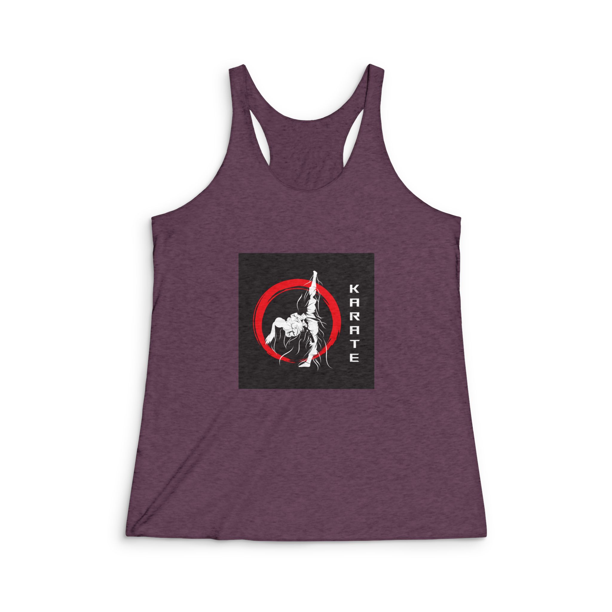 Karate Fighter Movement Technique Silhouette With Abstract Wind Effect Womens Tri Blend Racerback Tank - Image 5