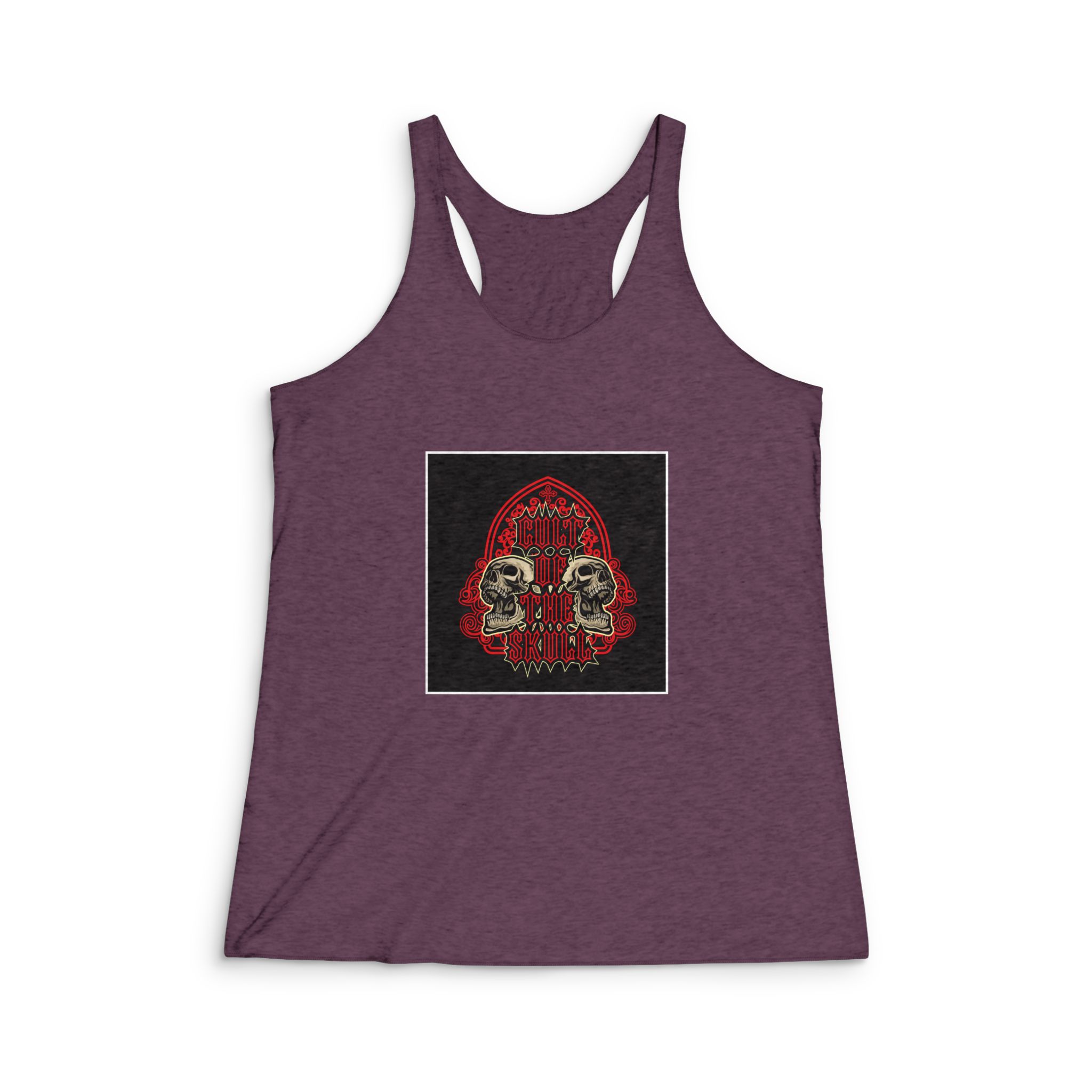 Cult Skull Gothic Skull Emblem Womens Tri Blend Racerback Tank - Image 5