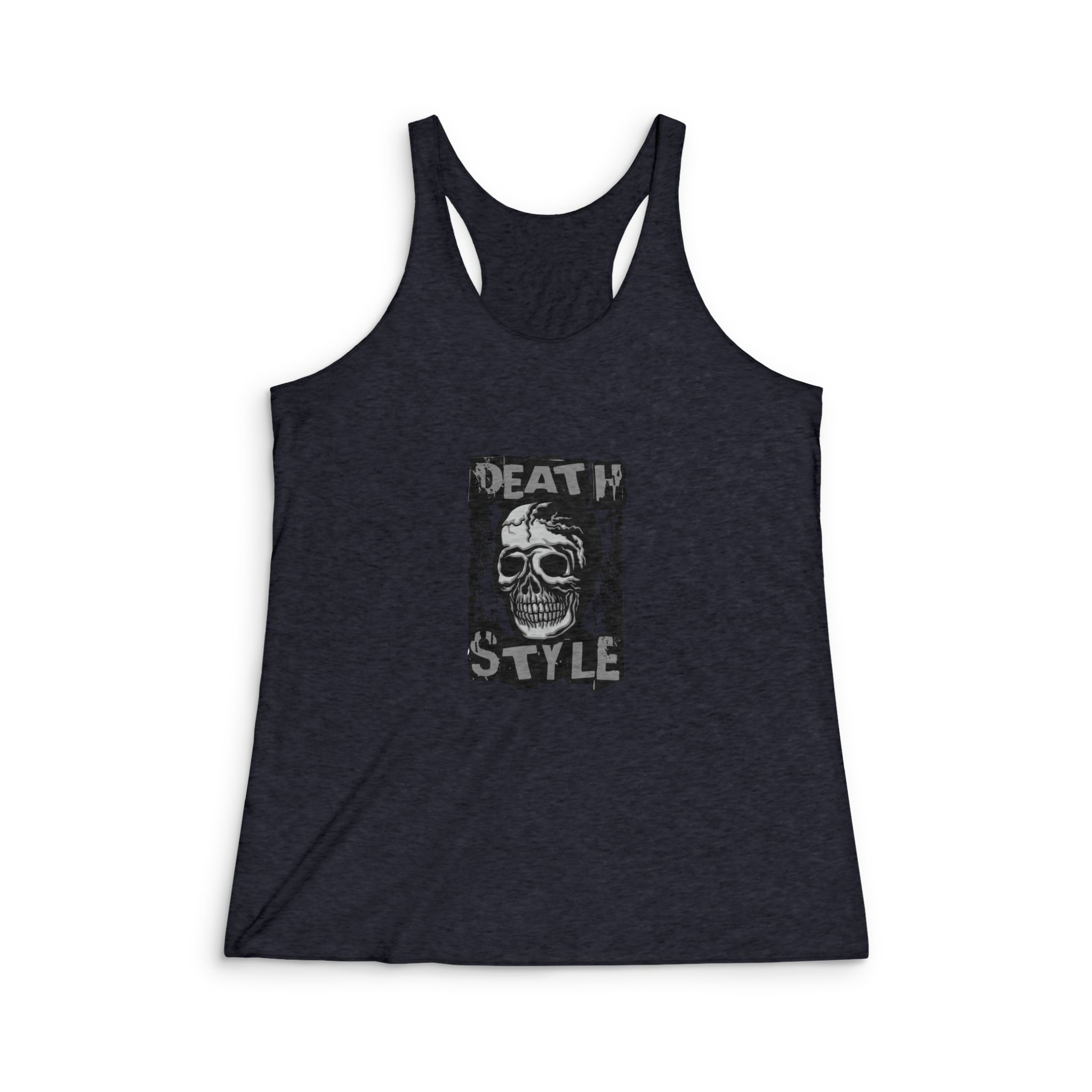 Gothic Sign With Skull Grunge Vintage Design T Shirts (16) Womens Tri Blend Racerback Tank - Image 2