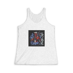 Hannya Style With Katana With Text Illustration Womens Tri Blend Racerback Tank