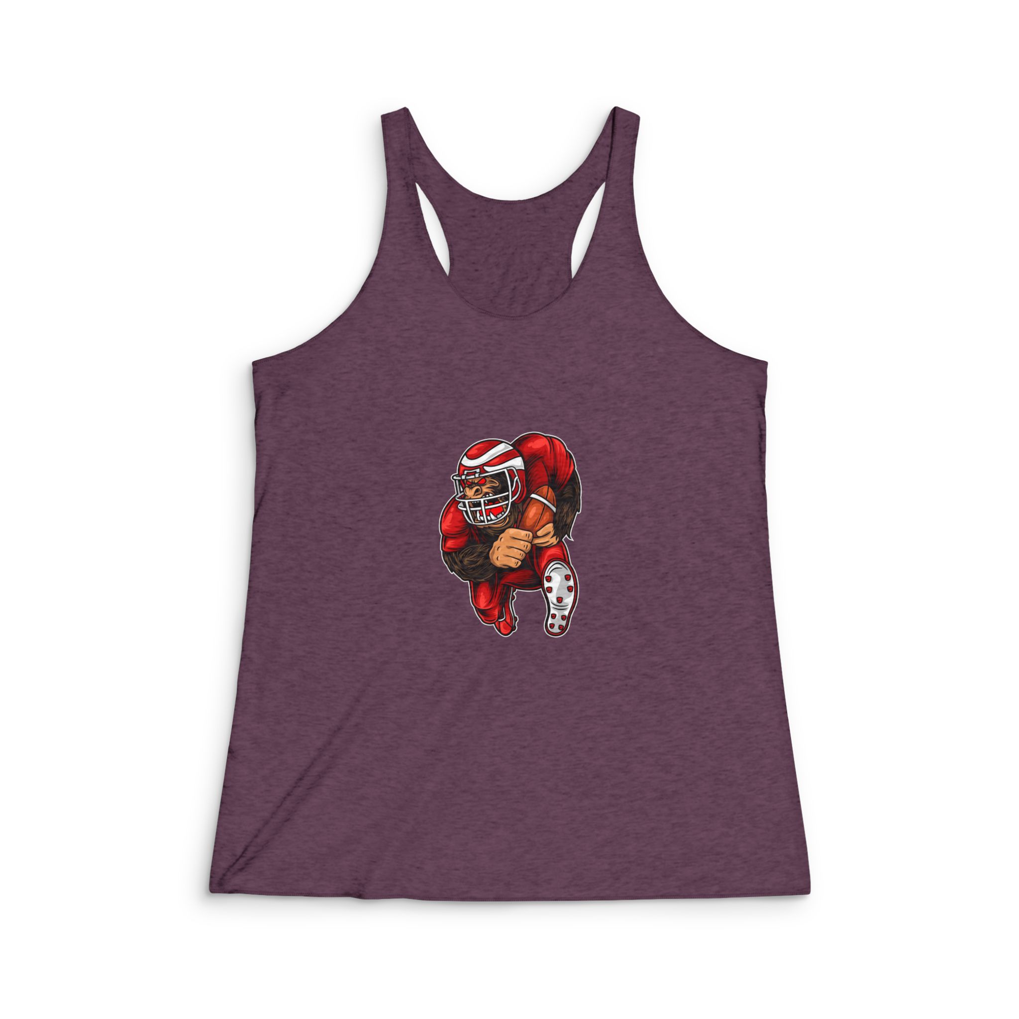 Gorilla Mascot American Football Illustration Womens Tri Blend Racerback Tank - Image 5