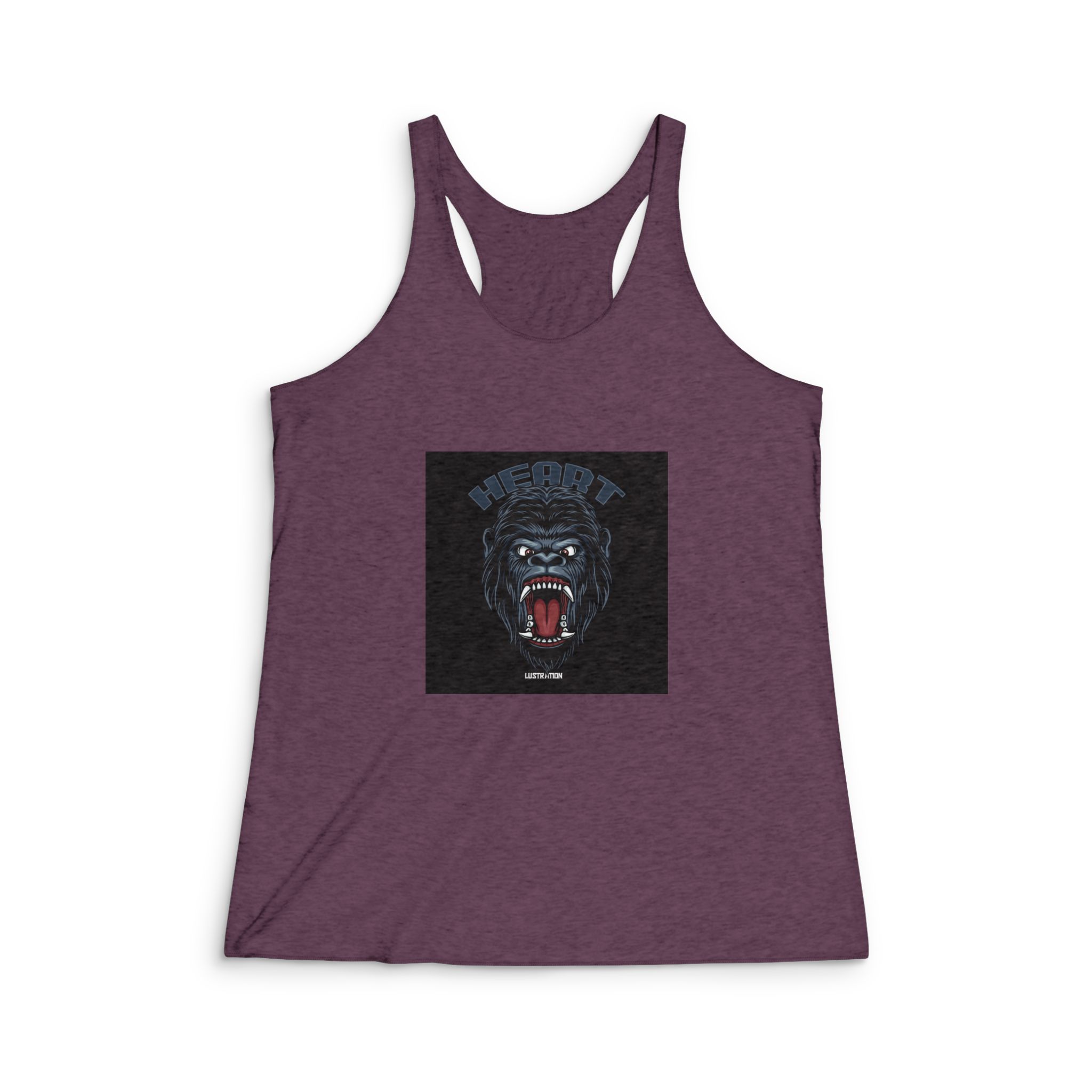 Gorilla Head Mascot With Text Illustration Womens Tri Blend Racerback Tank - Image 5