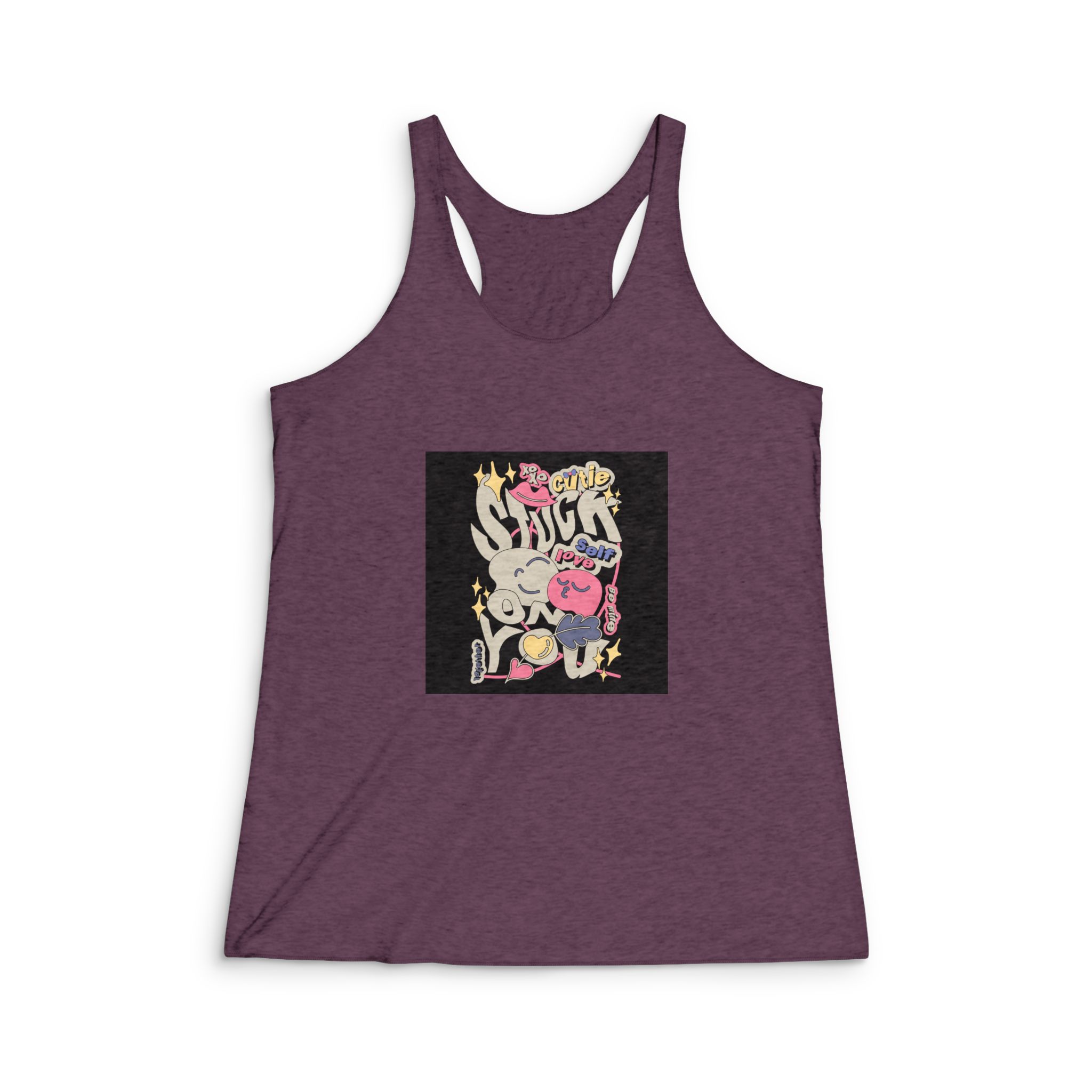 Happy Valentines Day Typography Vector Design Womens Tri Blend Racerback Tank - Image 5