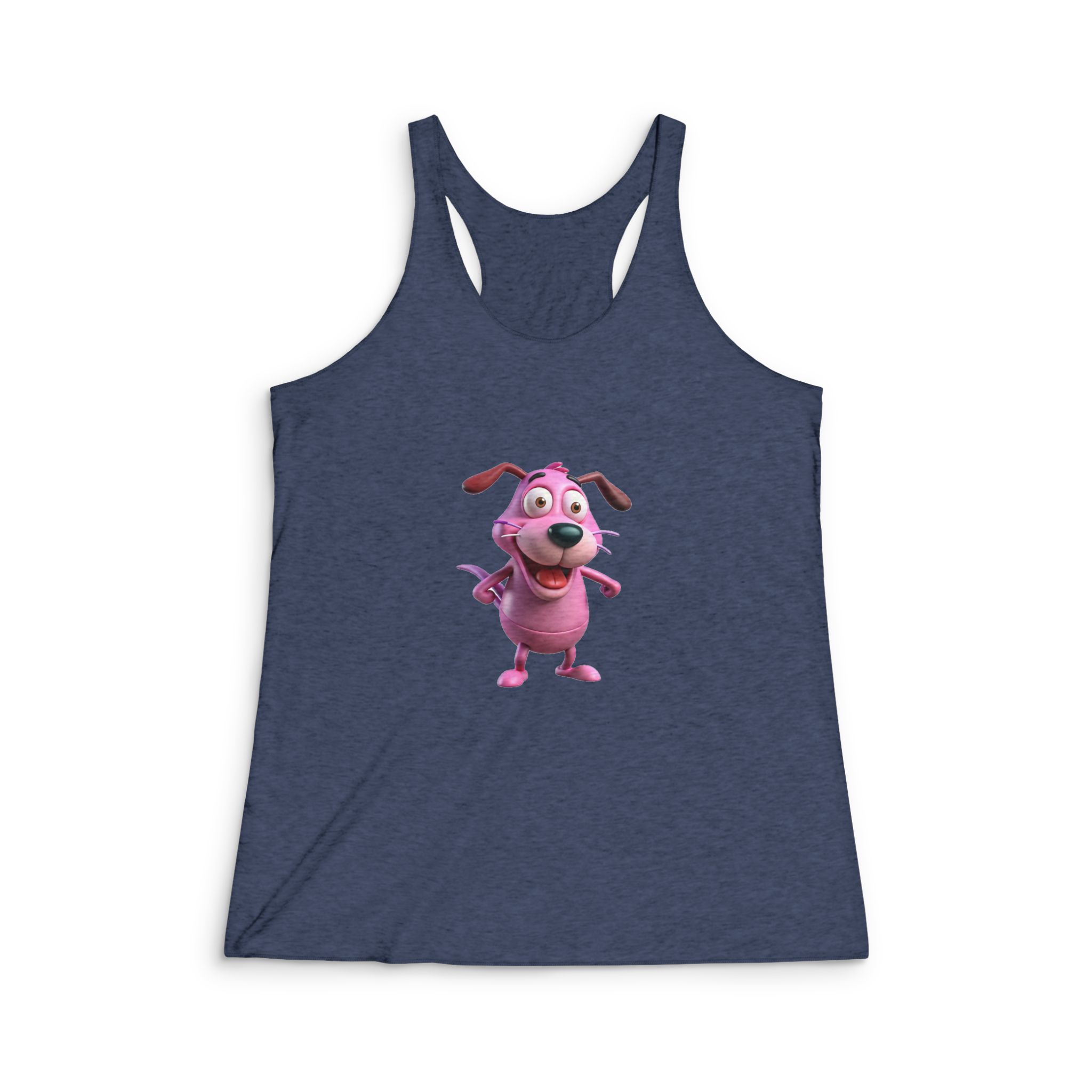 Courage Cowardly Dog Happy Mood Womens Tri Blend Racerback Tank - Image 3