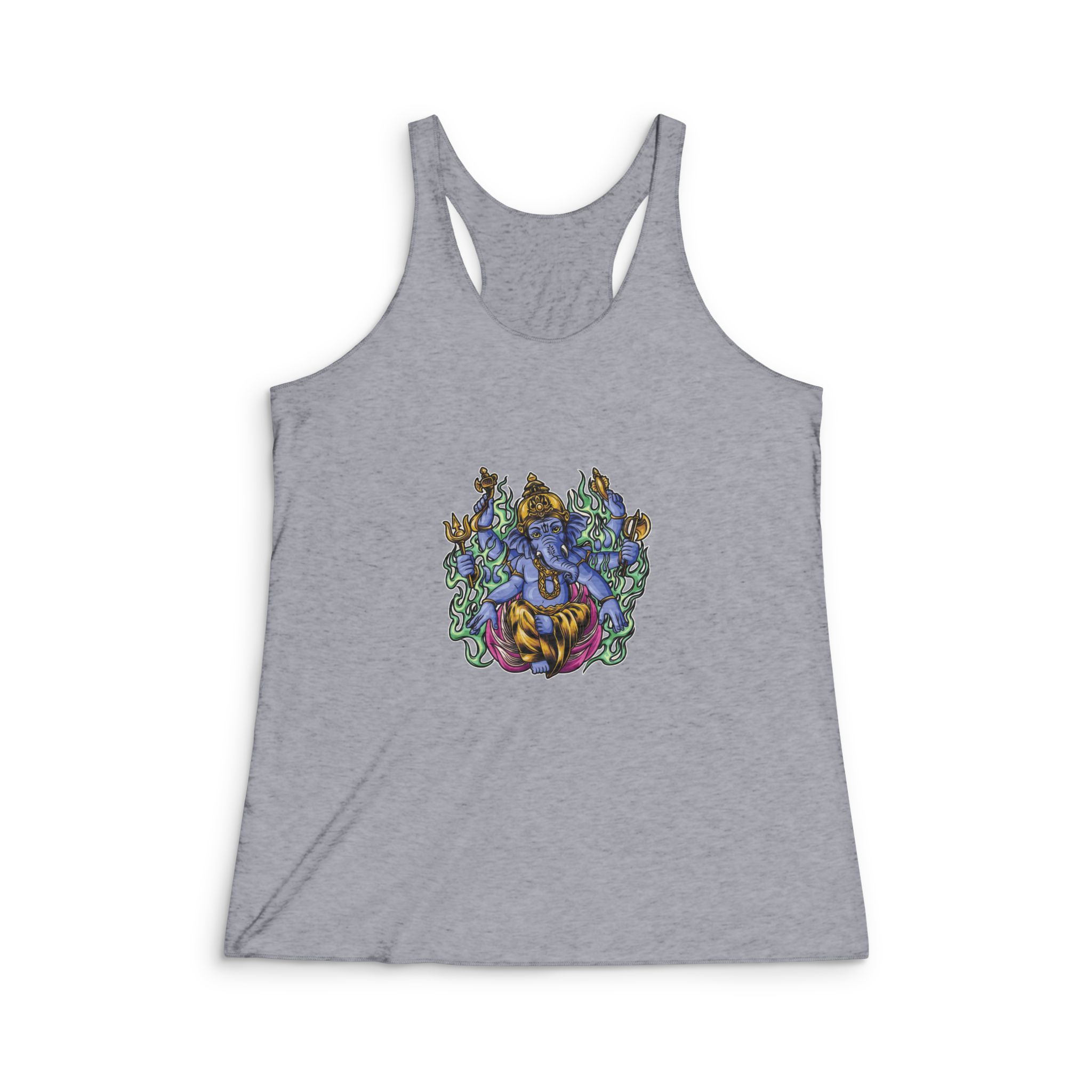 God Ganesha Sitting Position Illustration Womens Tri Blend Racerback Tank - Image 4