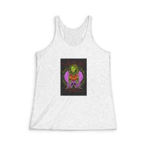 Framed Masked Zombie Woman With Wings Womens Tri Blend Racerback Tank