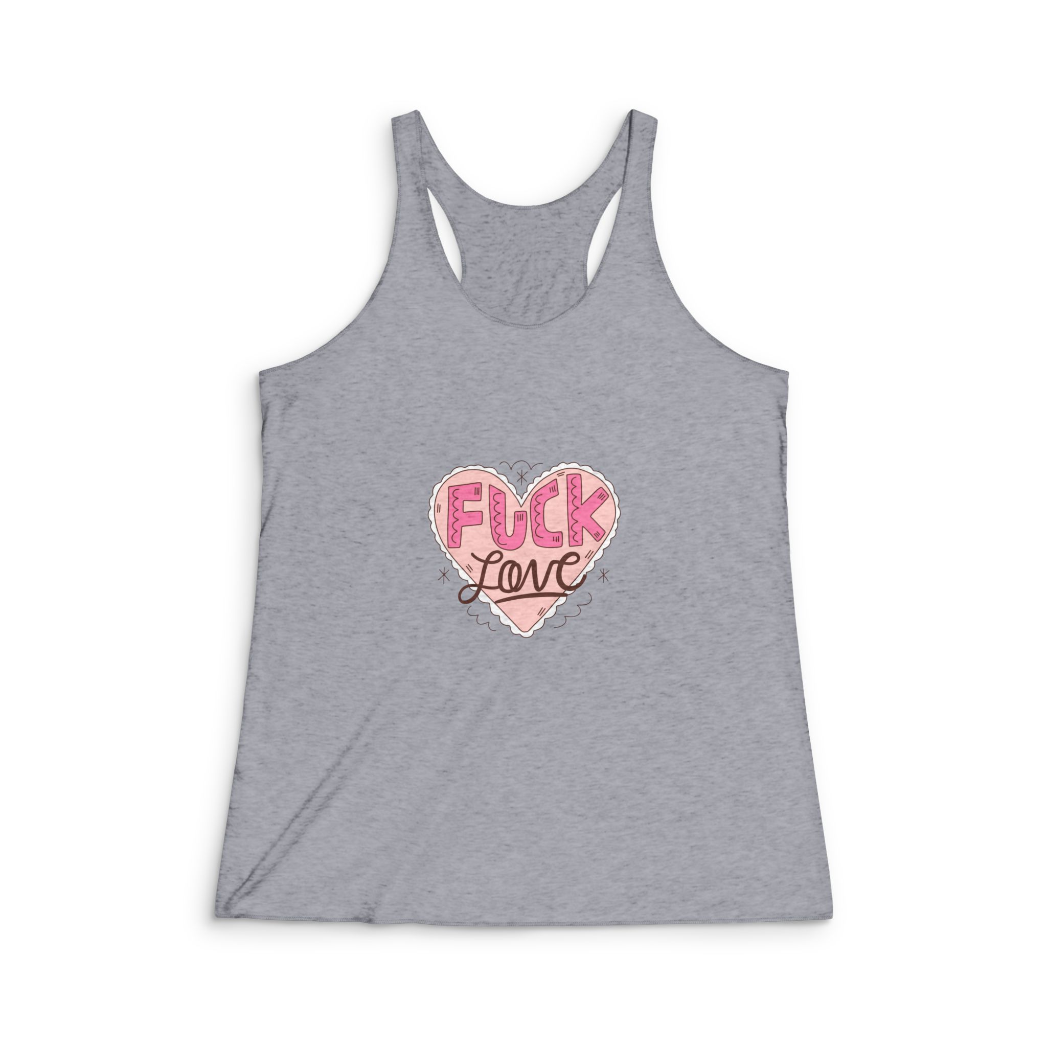 Hand Drawn No Love Illustration Womens Tri Blend Racerback Tank - Image 4