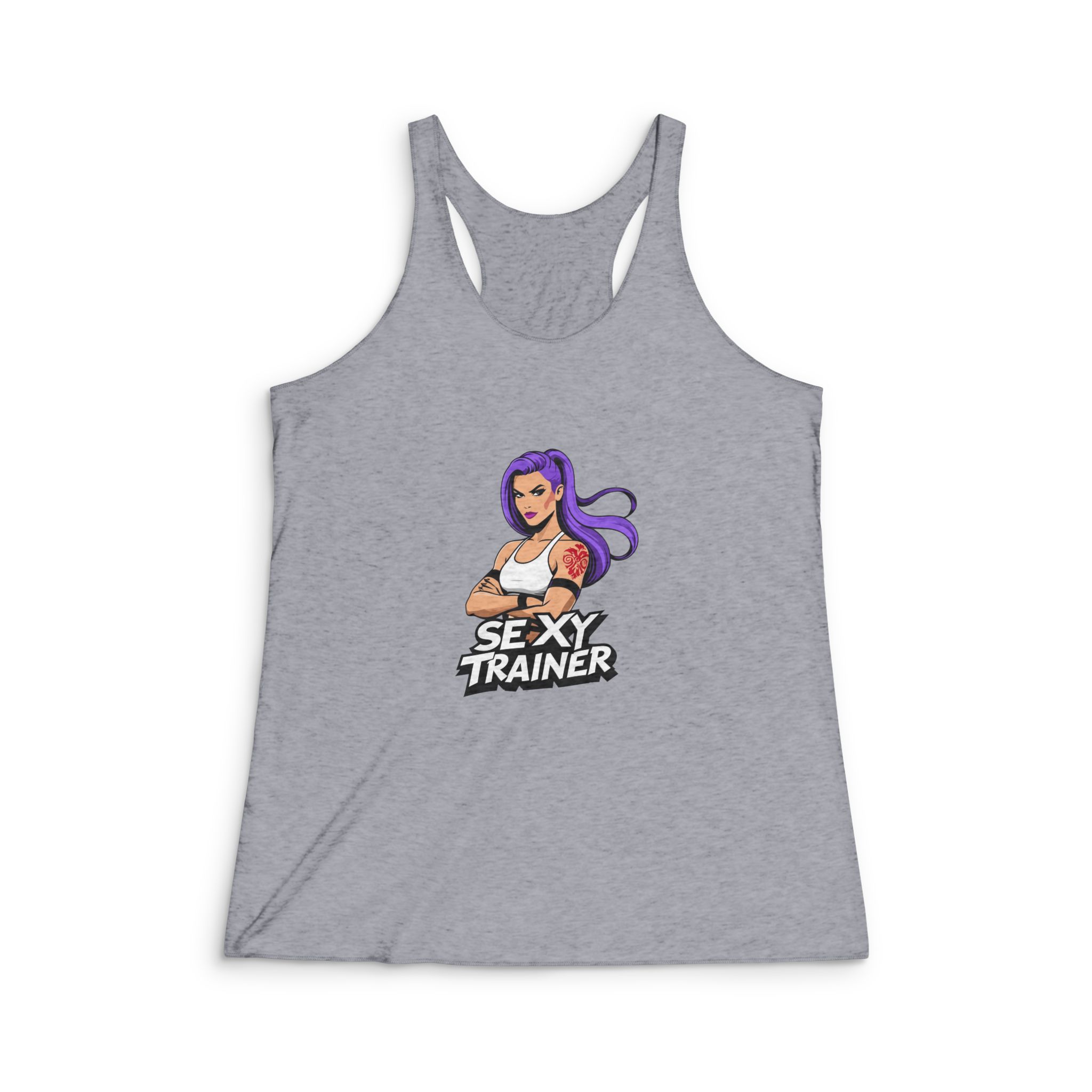 Empowering Fitness Logo Design Featuring Strong Female Athlete Womens Tri Blend Racerback Tank - Image 4