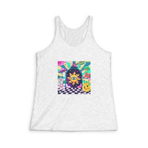Hand Drawn Psychedelic Illustration Womens Tri Blend Racerback Tank