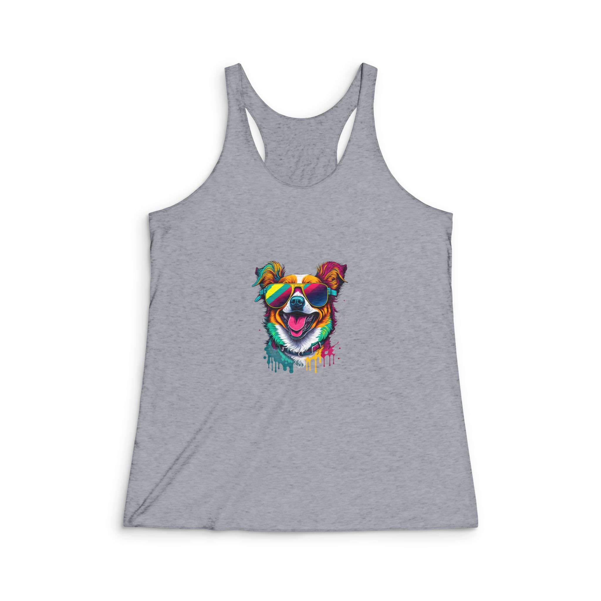 Happy Dog Womens Tri Blend Racerback Tank - Image 4