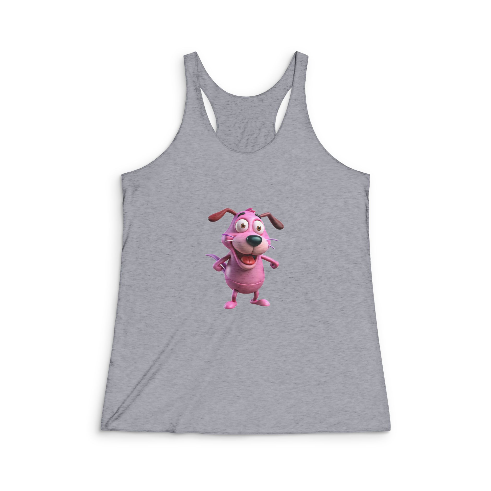 Courage Cowardly Dog Happy Mood Womens Tri Blend Racerback Tank - Image 4